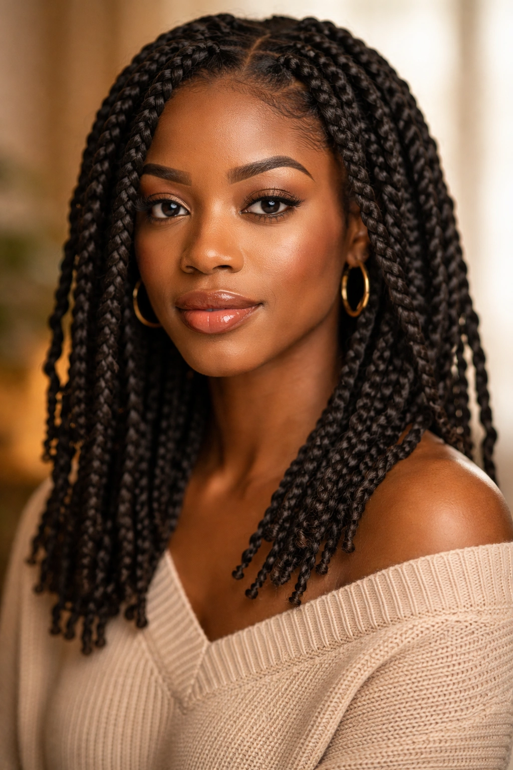 Close-up of natural two-strand twists on the head