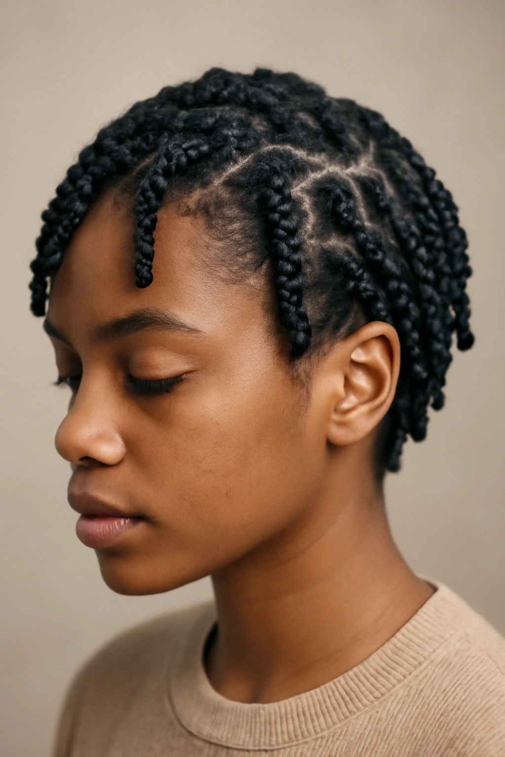 20 Short Natural Hairstyles for Black Women to Save 8 Close-up of two-strand twists on short natural hair showing defined texture