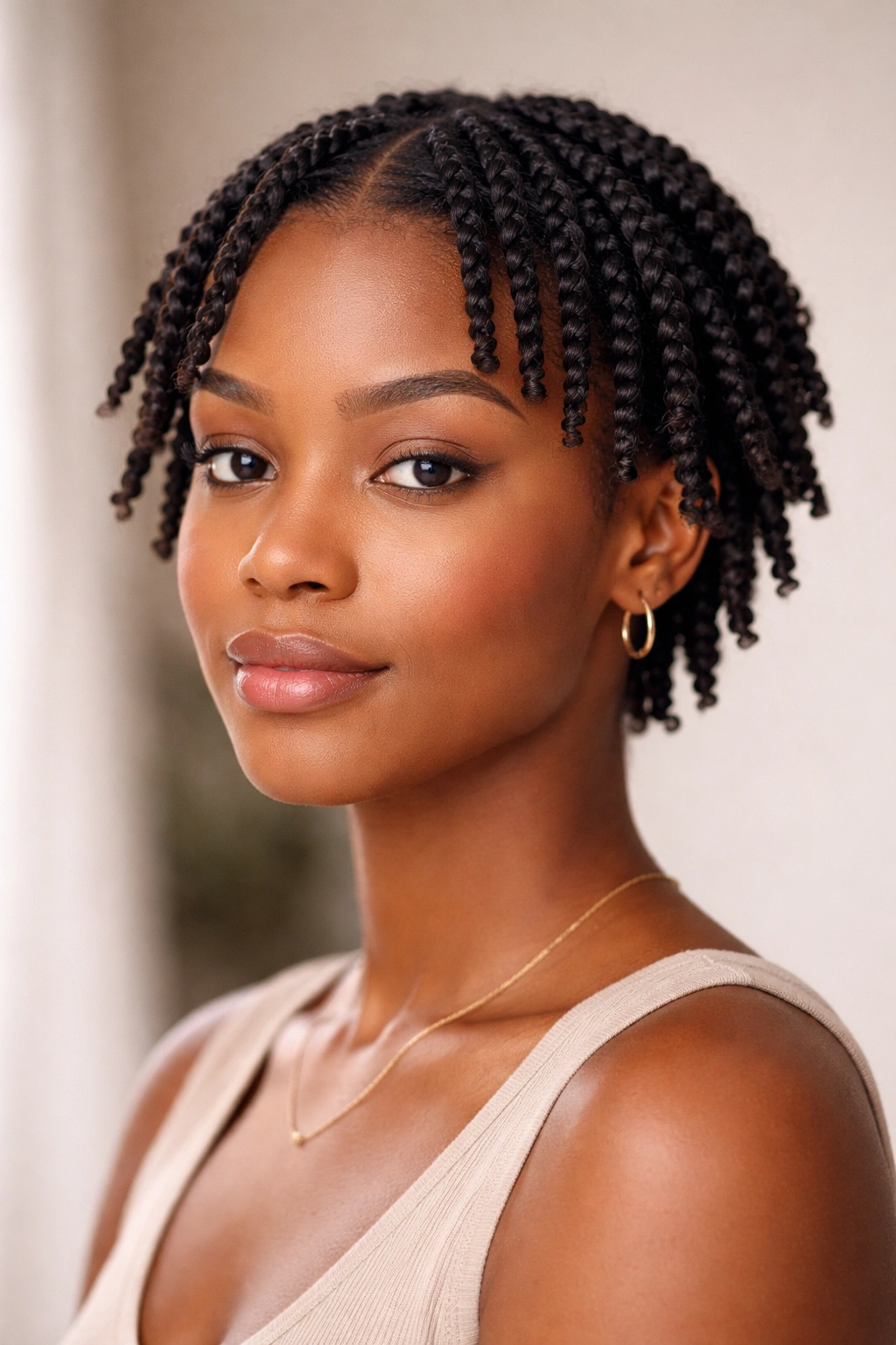 15 Short Twist Styles For Every Natural Hair Texture 1 Close-up of short natural hair with classic two-strand twists creating defined spirals