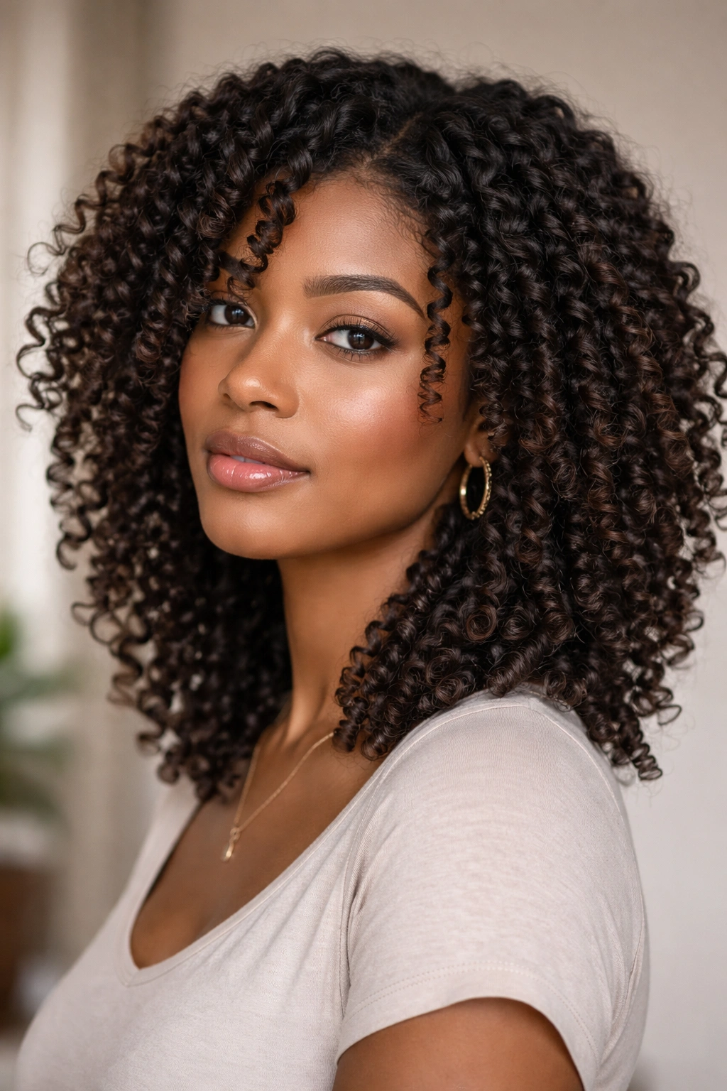 12 Textured Haircuts Organized By Curl Pattern 11 Shoulder-length curly hair with face-framing layers designed for two-strand twists