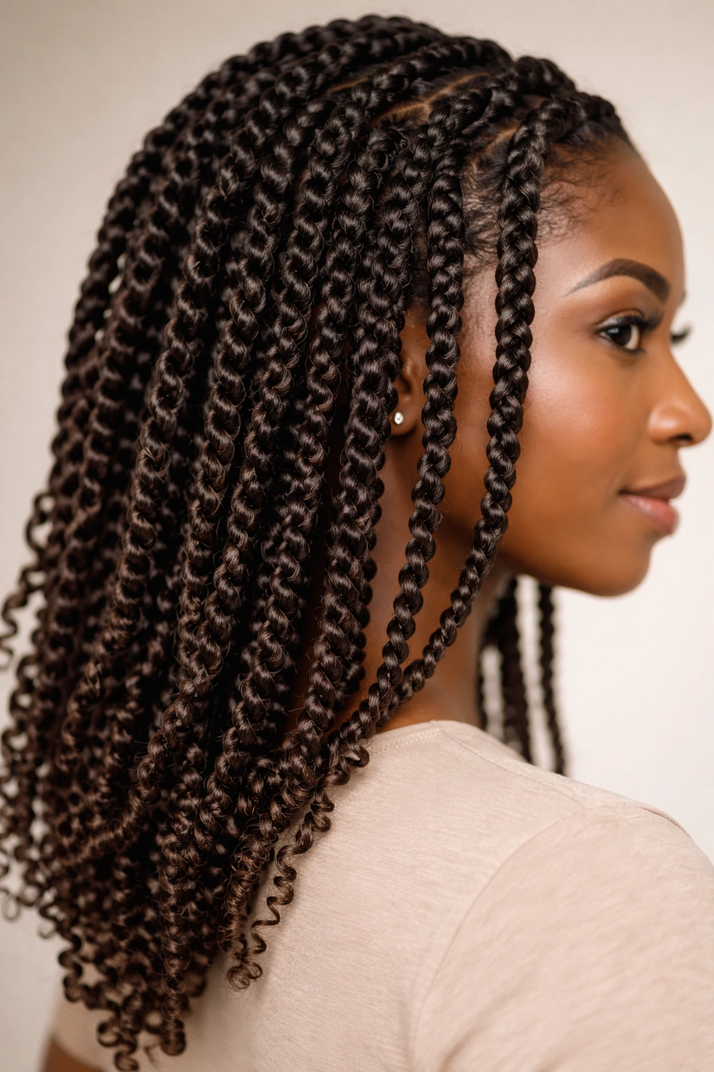 Two-strand twists close-up with spiral textures
