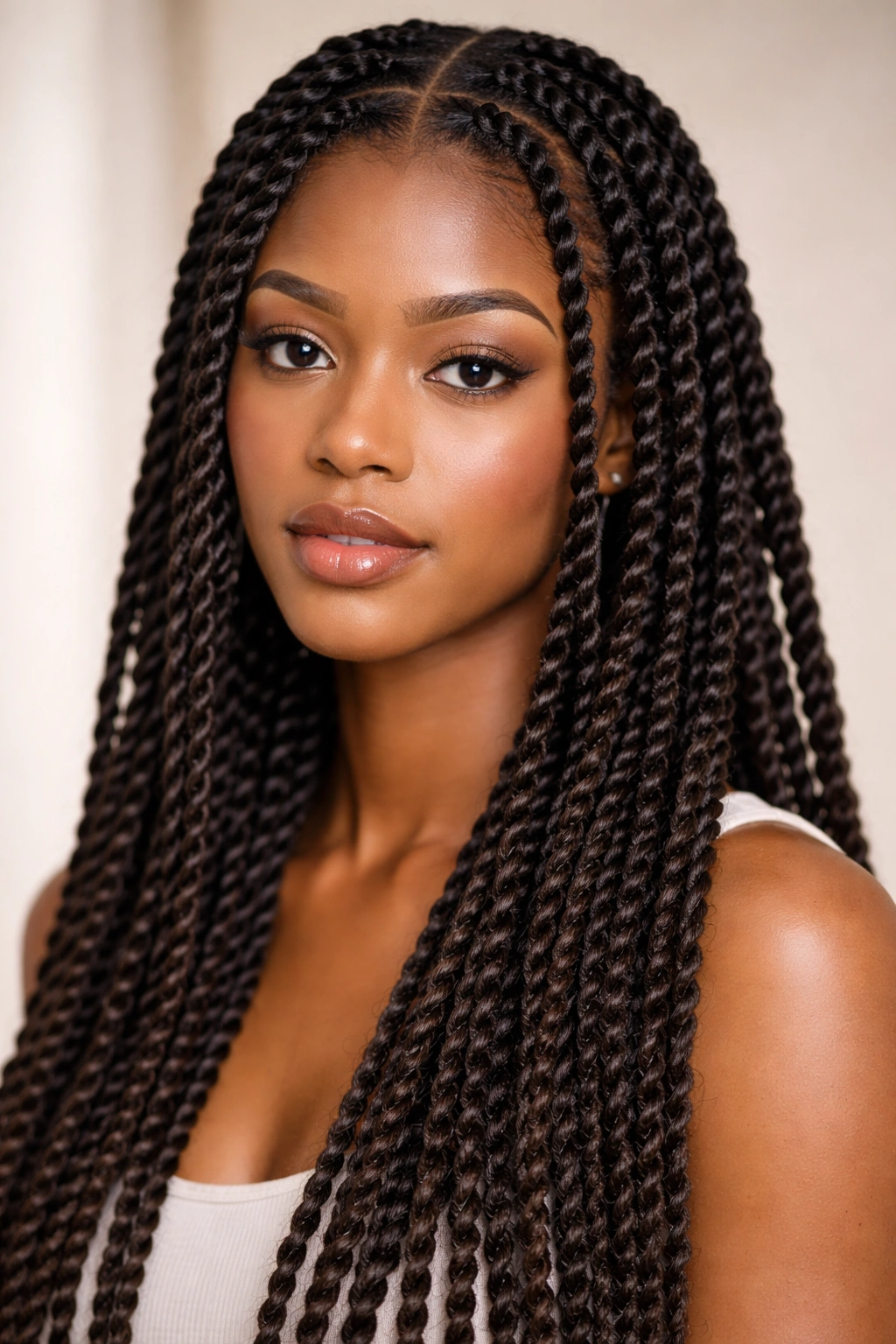 25 Natural Hairstyles Black Women Are Rocking Now 3 Close-up of two-strand twists on a Black woman's hair