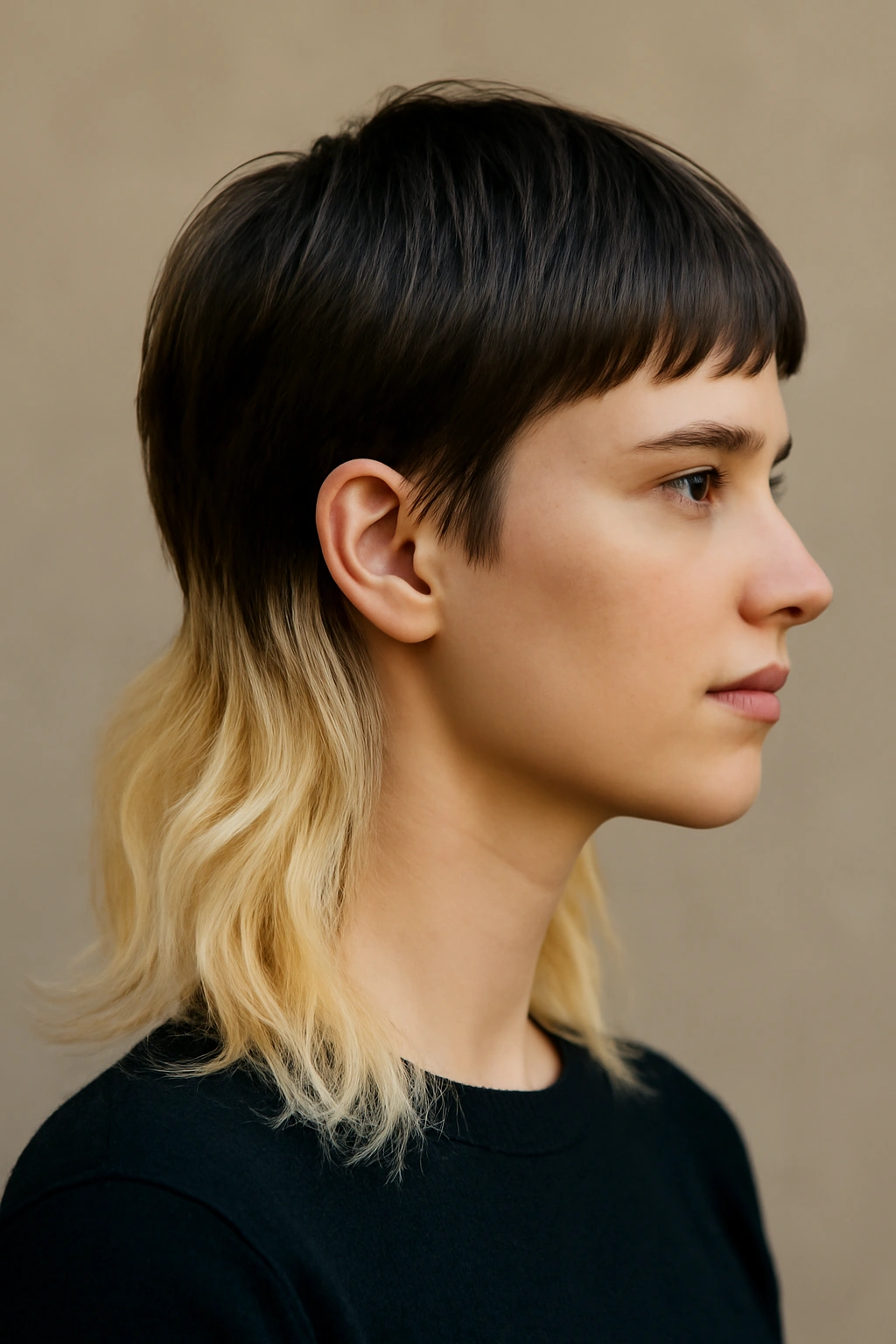 25 Mullet Haircuts for Women You'll Actually Love 7 Two-tone mullet with dark roots and bright back in studio portrait