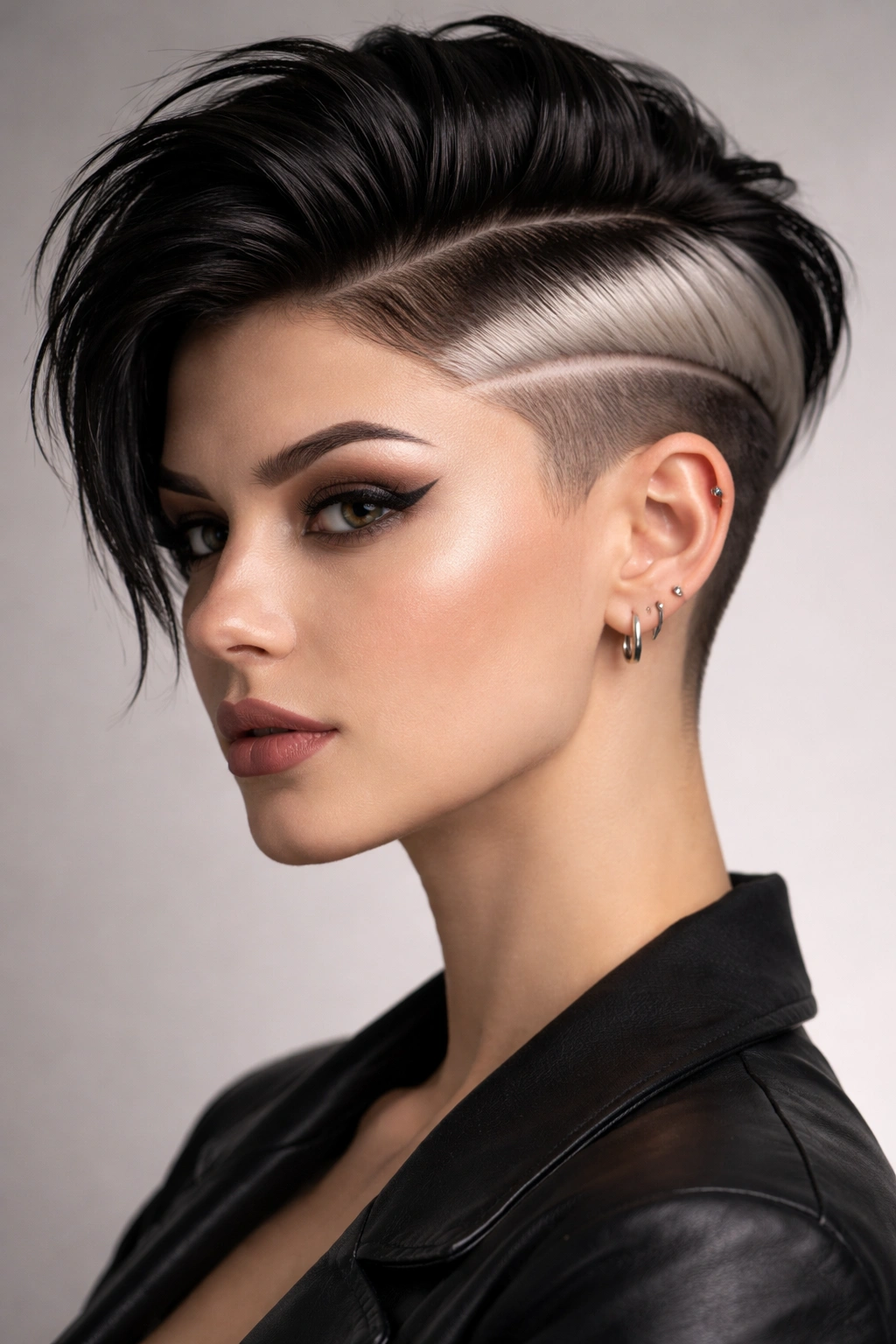 Portrait of a two-tone undercut with contrasting undercolor on shaved sections.