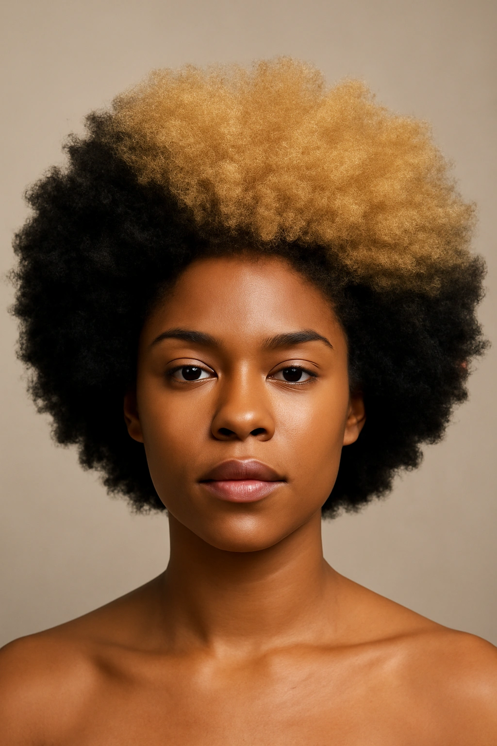 15 Afro Hairstyles for Every Length and Texture 14 Full head shot of a two-toned Afro with contrasting color throughout