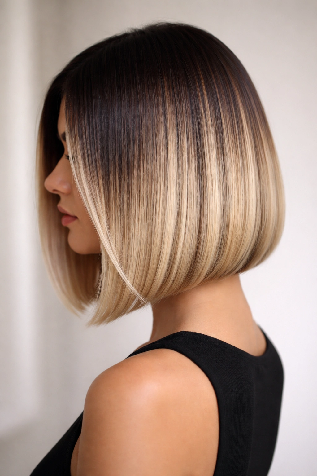 10 Sleek Bob Haircuts Made For Straight Hair 10 Front-facing shot of a two-toned sleek bob with dark base and light ends