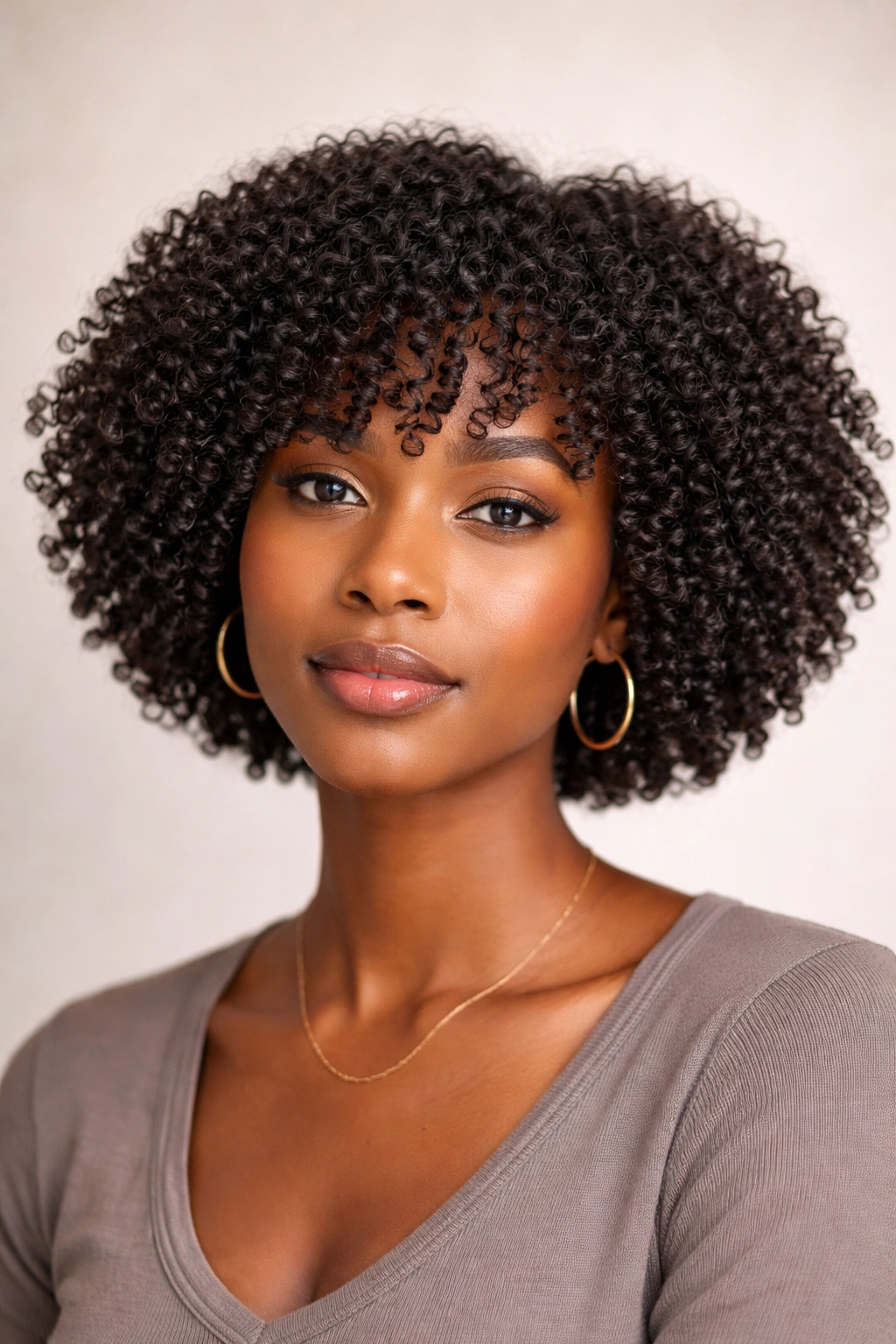 20 Curly Bob Haircuts That Flatter Every Face 8 Dense tight-coil bob on Type 4 hair with visible shrinkage, studio portrait