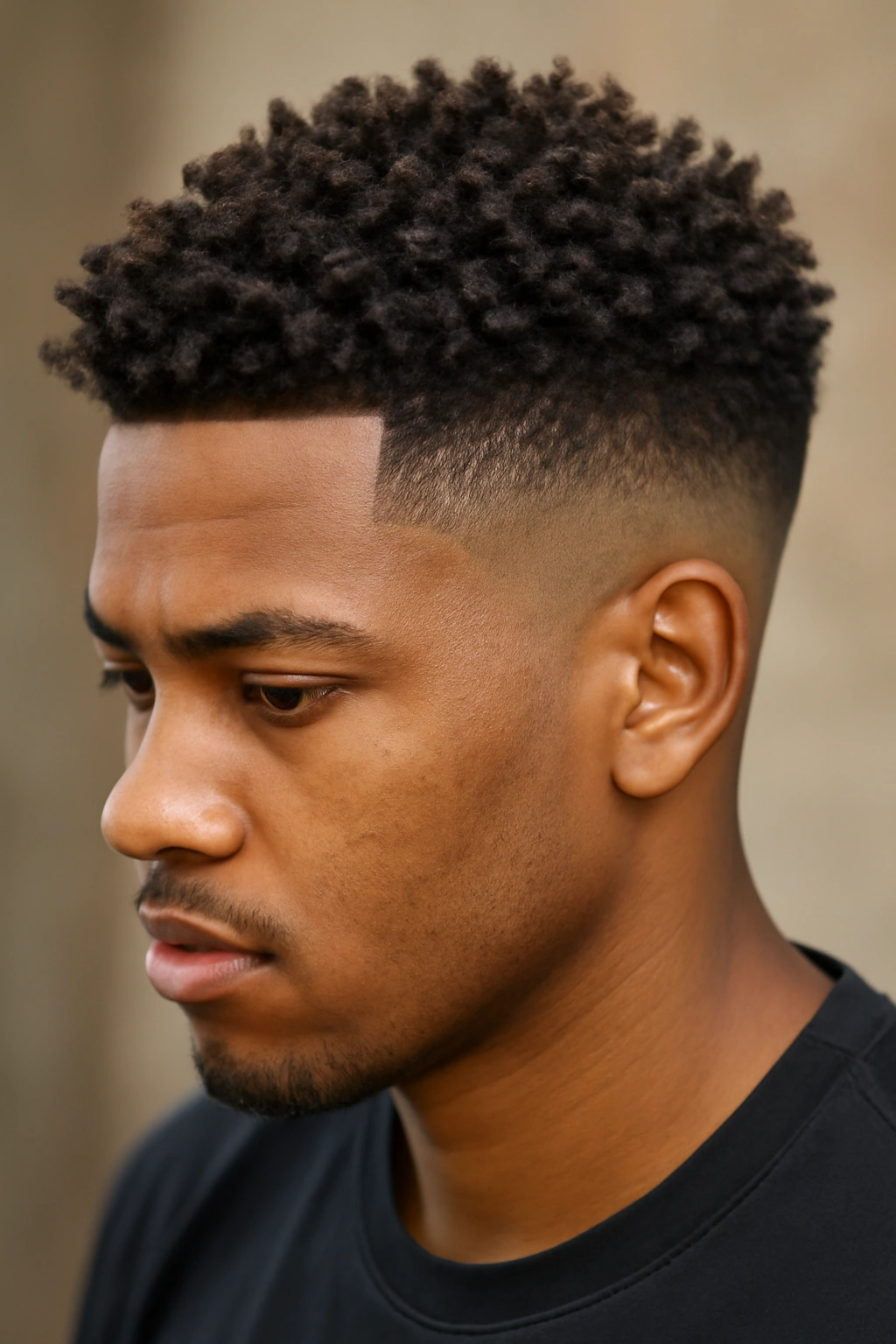 15 Tapered Cuts for Natural Hair Sorted by Curl Type 11 Bold textured crop with high-definition fade on Type 4 curls