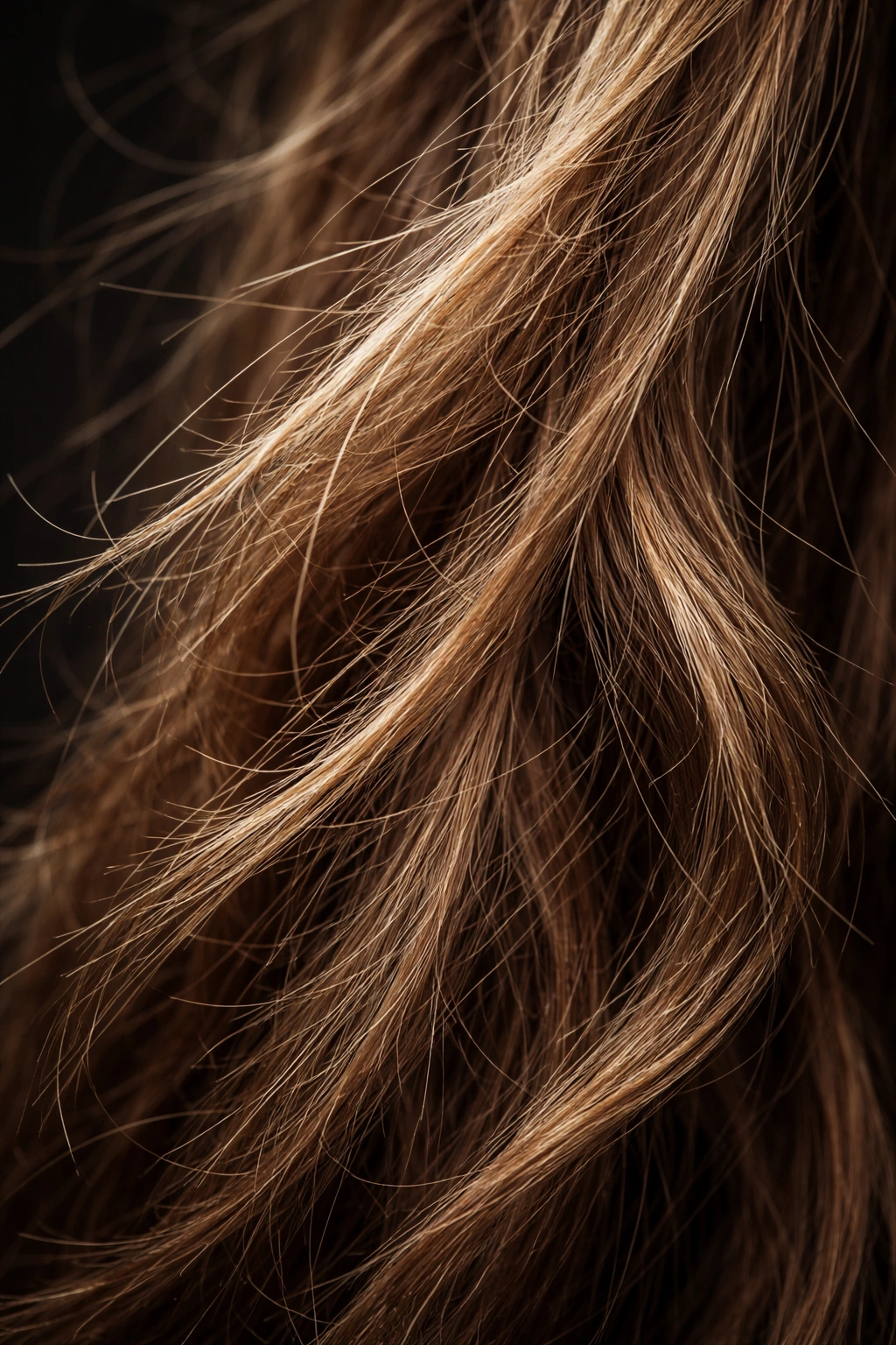 Dry, rough hair strand with frizz and dull sheen illustrating under-conditioning