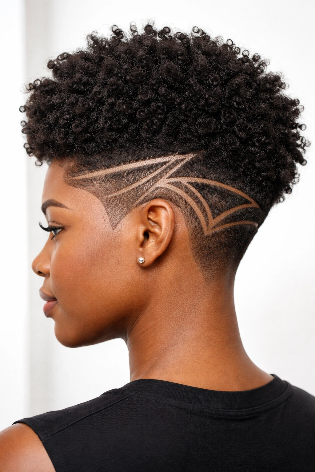 Undercut with geometric design on 4C hair.