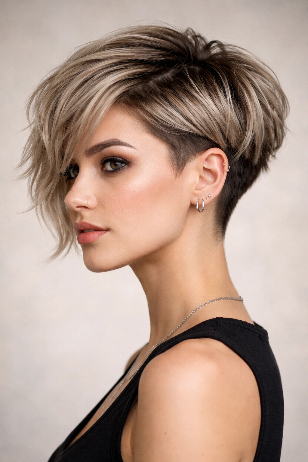 10 Funky Short Haircuts For Women Who Love Edge 9 Front-view of undercut bixie showing longer front and back pixie undercut