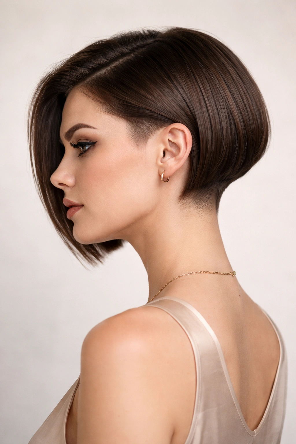 Head-and-shoulders portrait of an undercut bob with clean lines