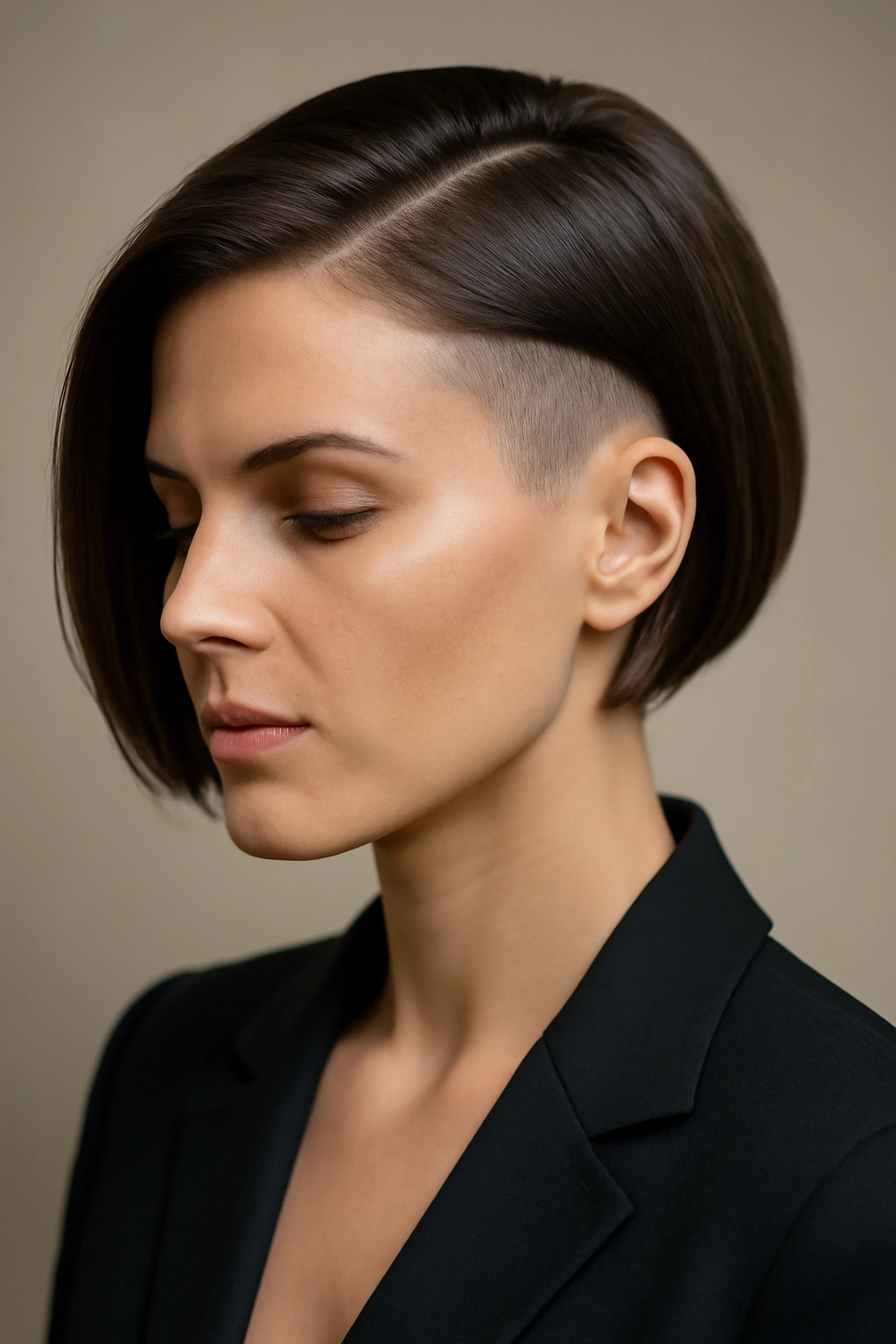 10 Polished Short Hairstyles for Any Formal Event 5 Undercut bob with shaved sides and polished top