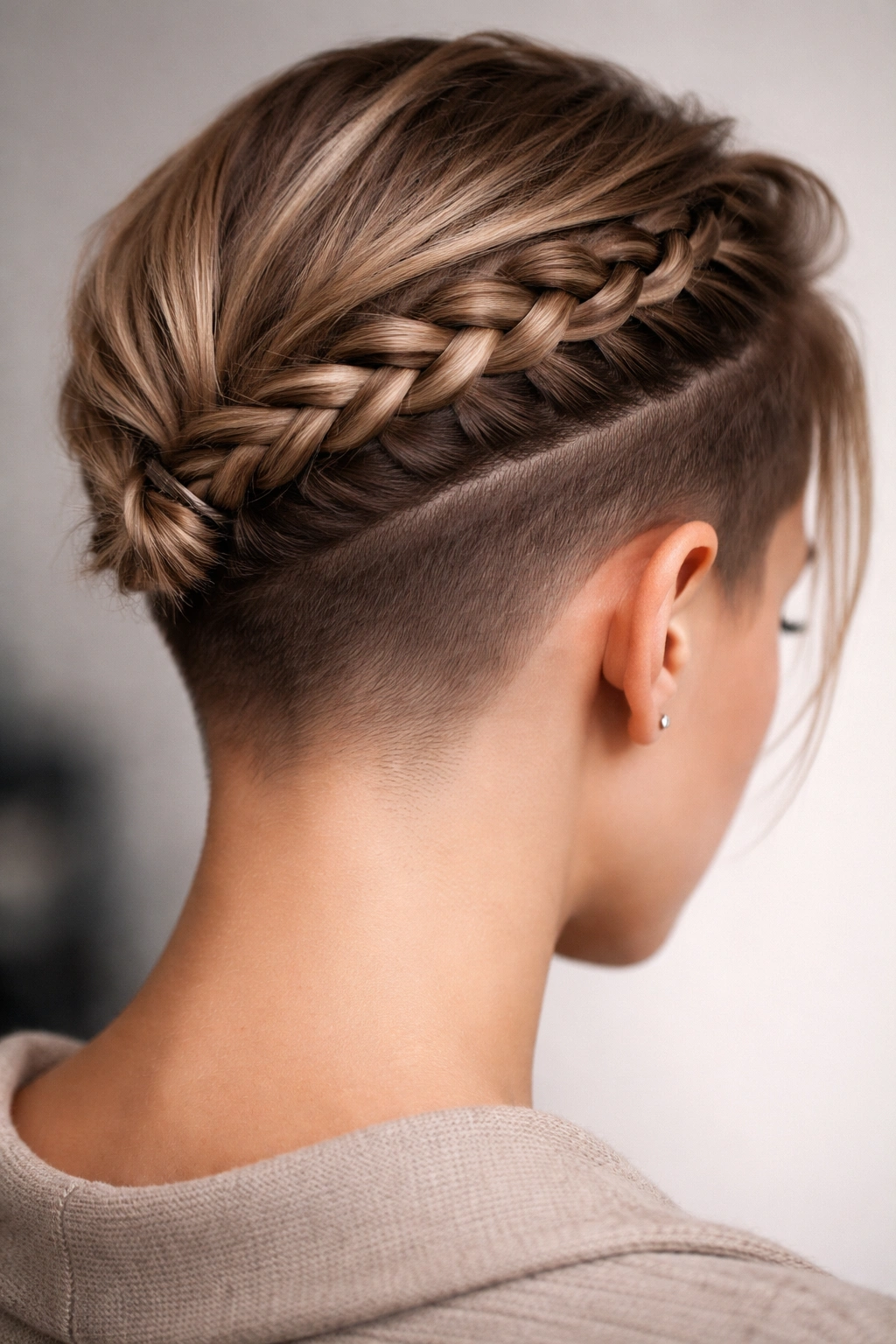 Braid above an undercut creating contrast
