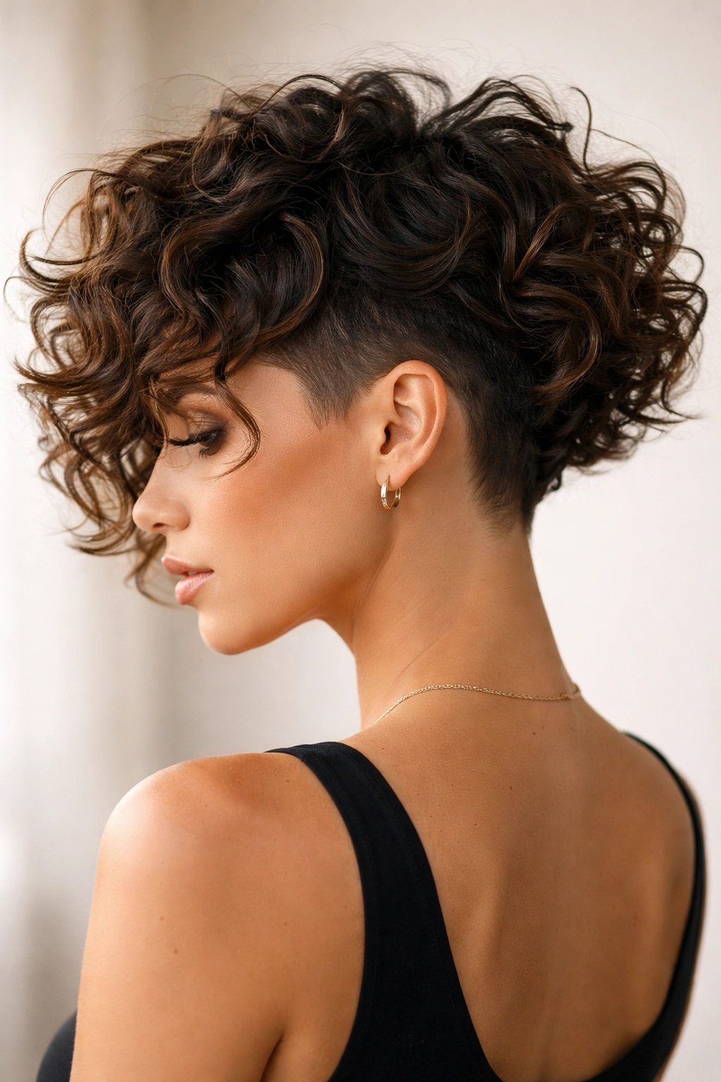 15 Curly Choppy Bobs With Volume And Bounce 4 Undercut choppy bob showing top volume and shaved back