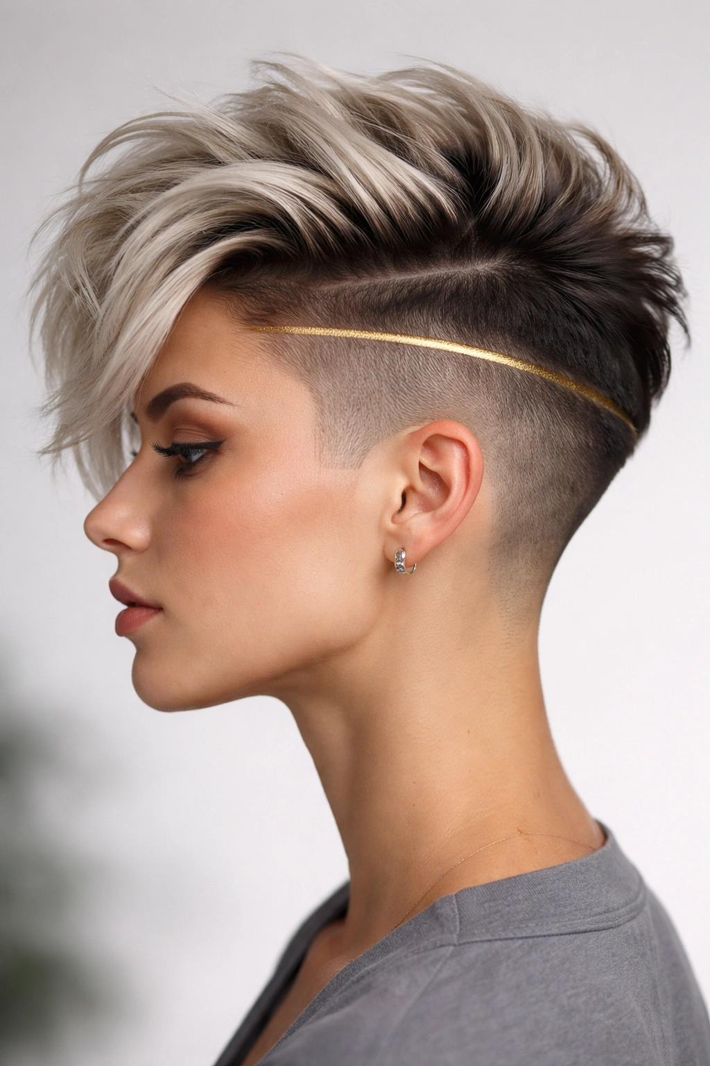 Side profile of a disconnected undercut with a thin metallic color line along the demarcation.