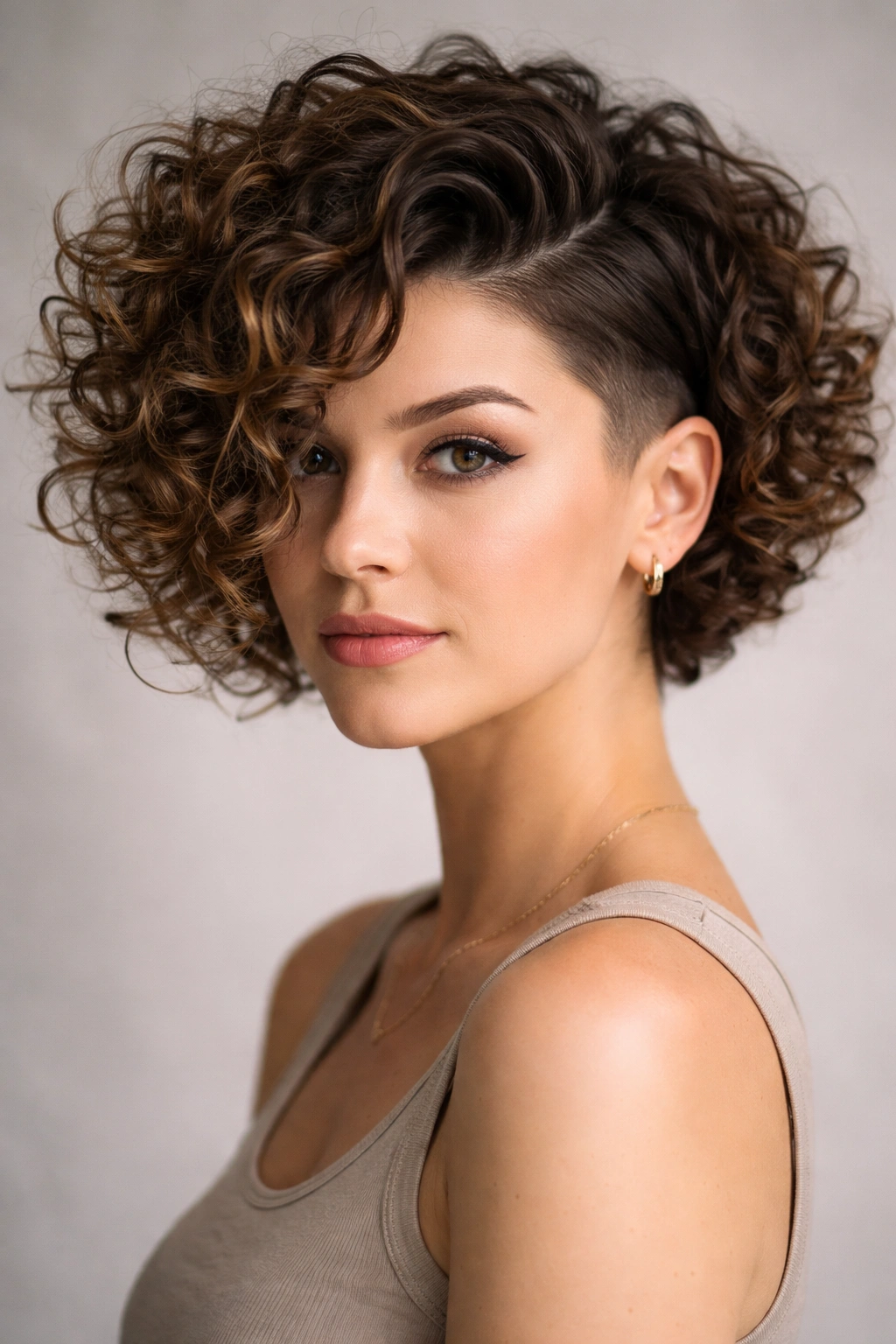 20 Curly Bob Haircuts That Flatter Every Face 11 Curly bob with undercut showing high-contrast top curls