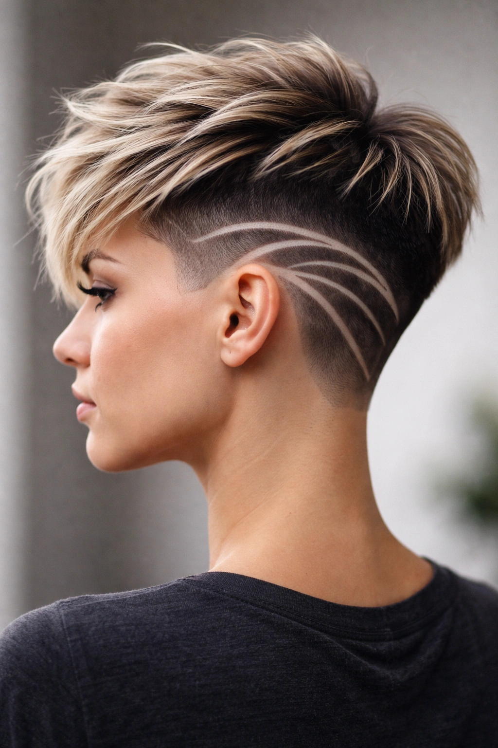 10 Edgy Short Haircuts That Work On Fine Hair 8 Side profile showing undercut with design detail