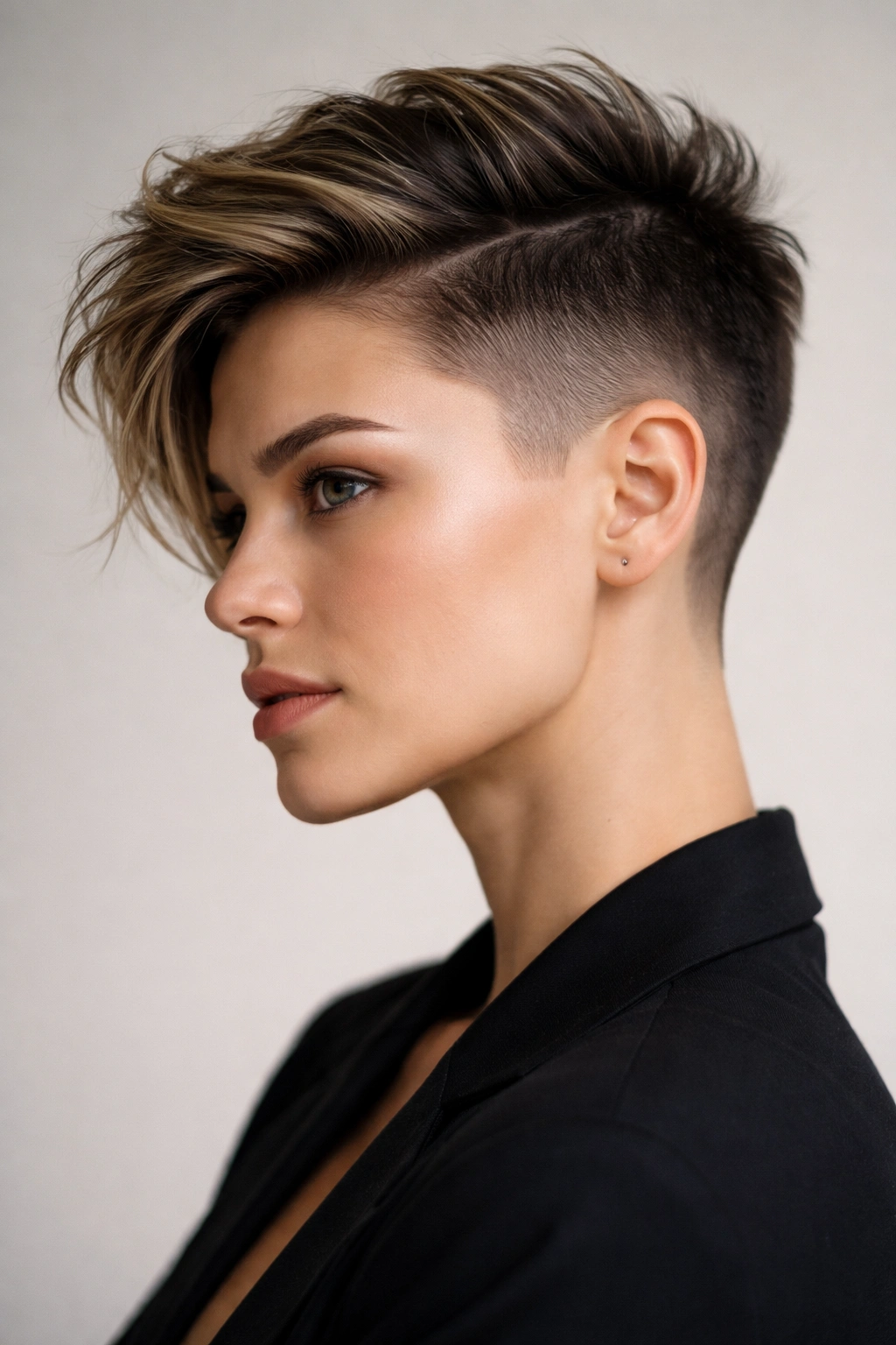 25 Haircut Styles Trending For Women This Season 19 Close-up portrait showing a disconnected undercut with very short sides and a longer textured top