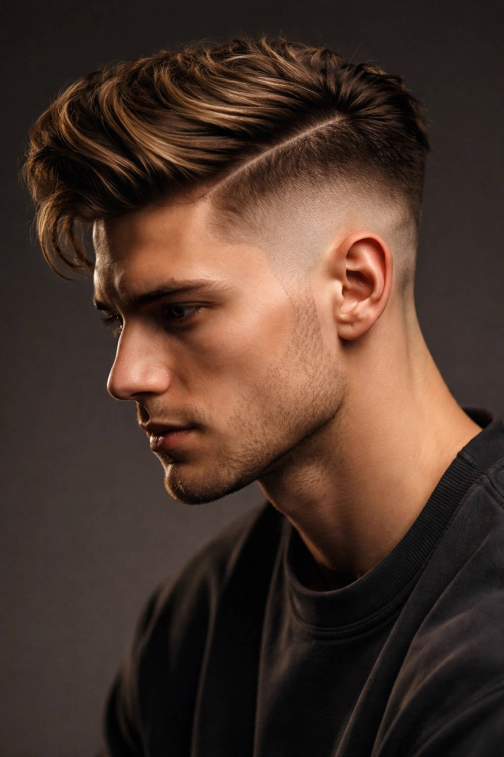 Dramatic disconnected undercut showing sharp separation between top and sides.