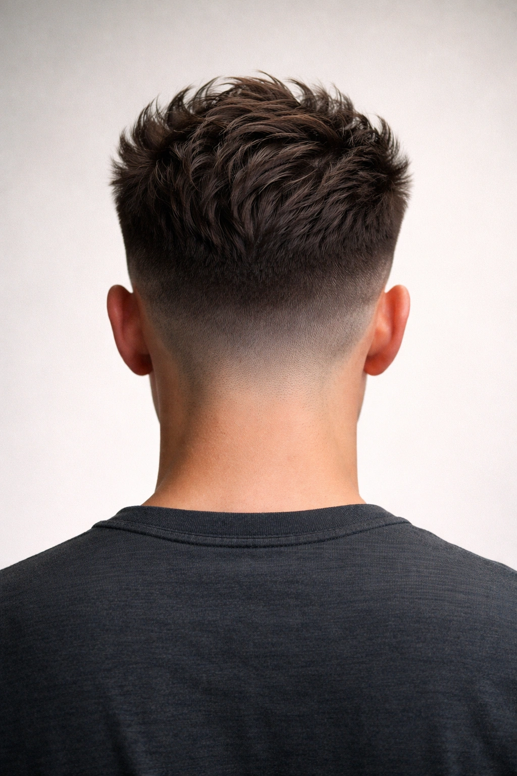 Back view of Undercut Fade with Longer Textured Top showing fade line and textured top