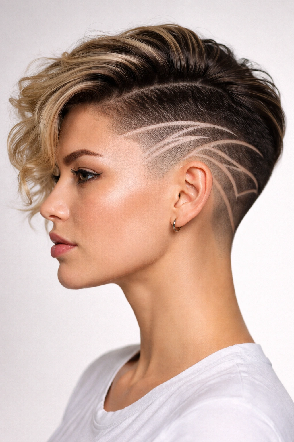 Undercut fade with shaved designs on the side