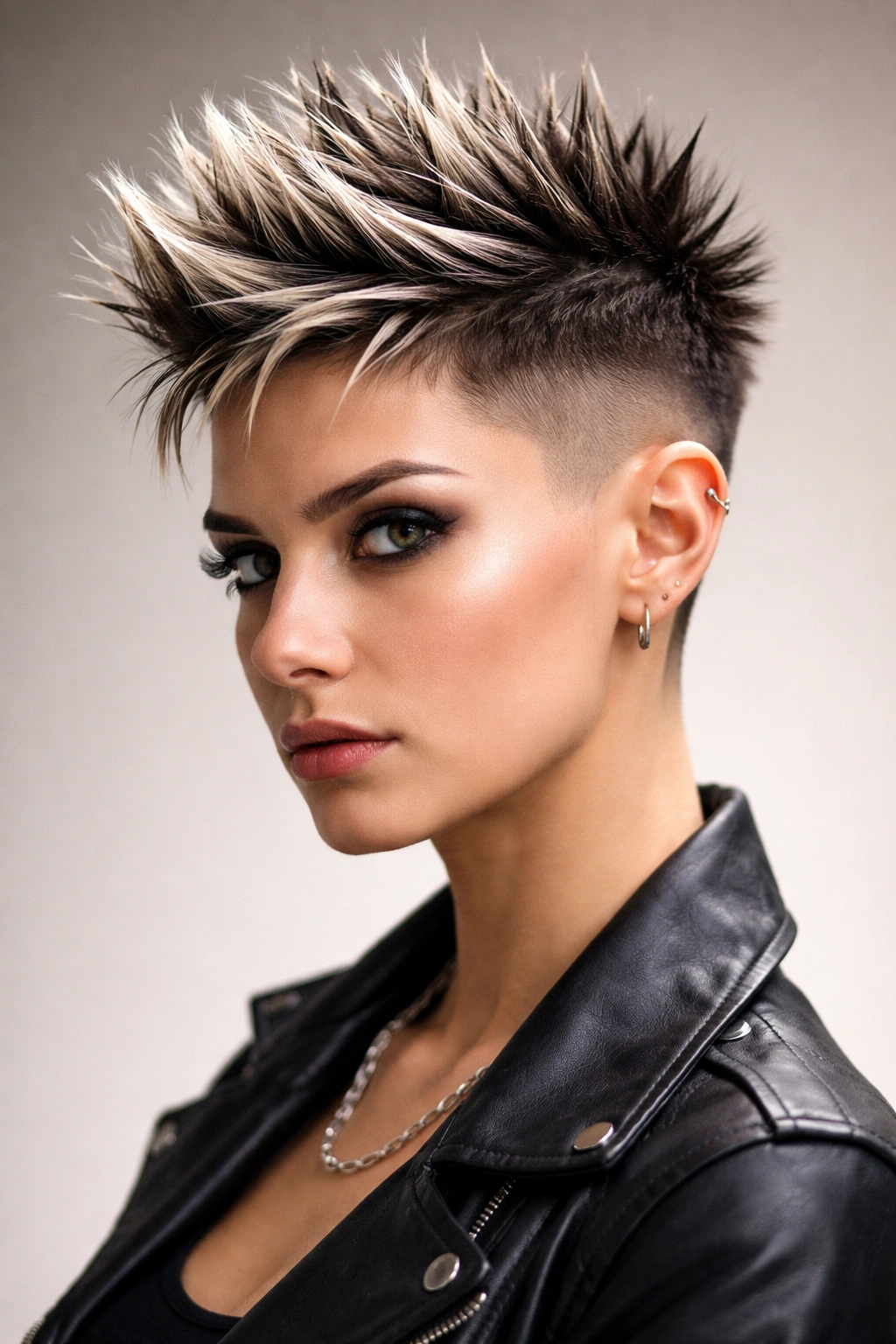 Undercut fade with tall crown and spikes.