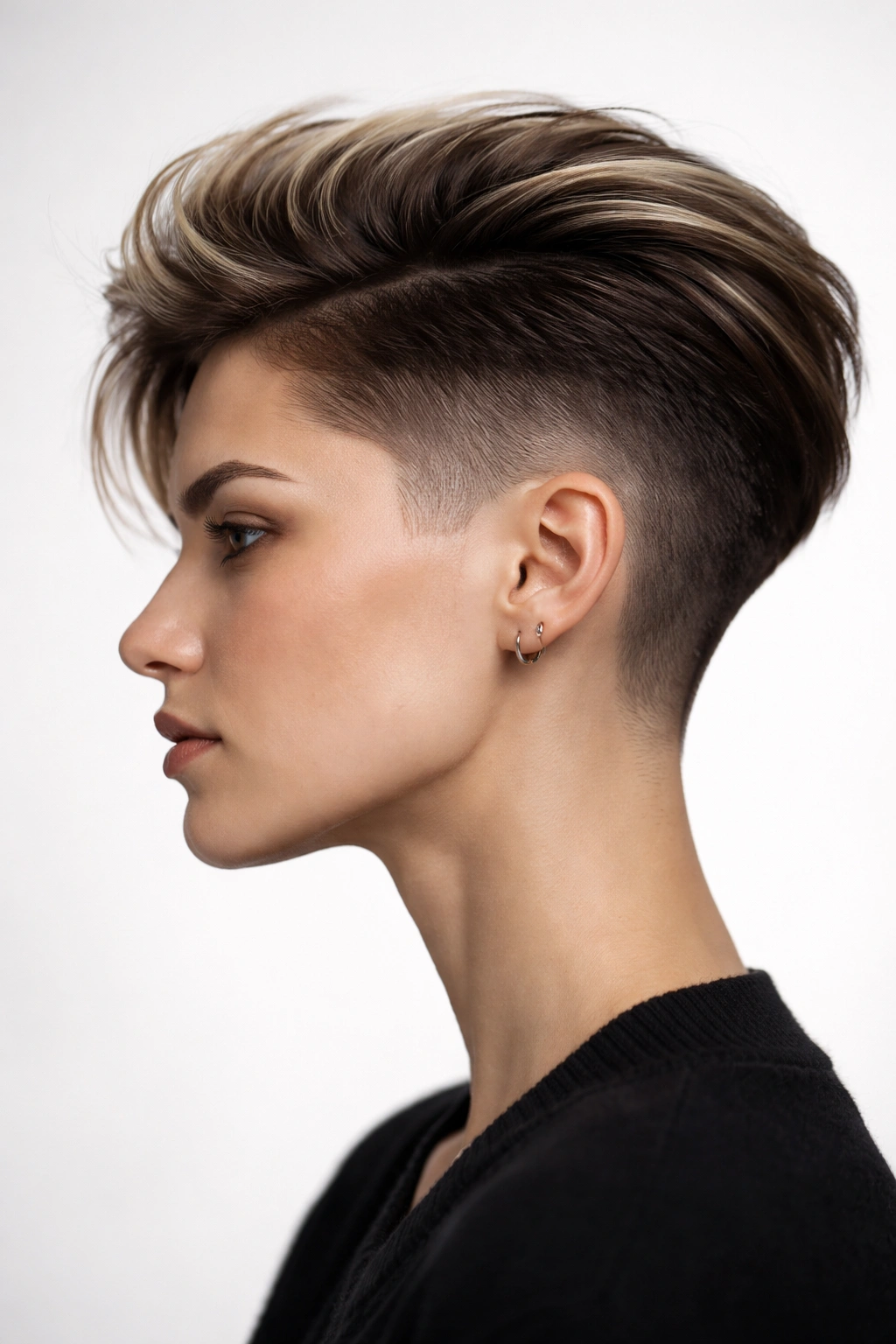 Side profile of an undercut showing top length and visible undercut