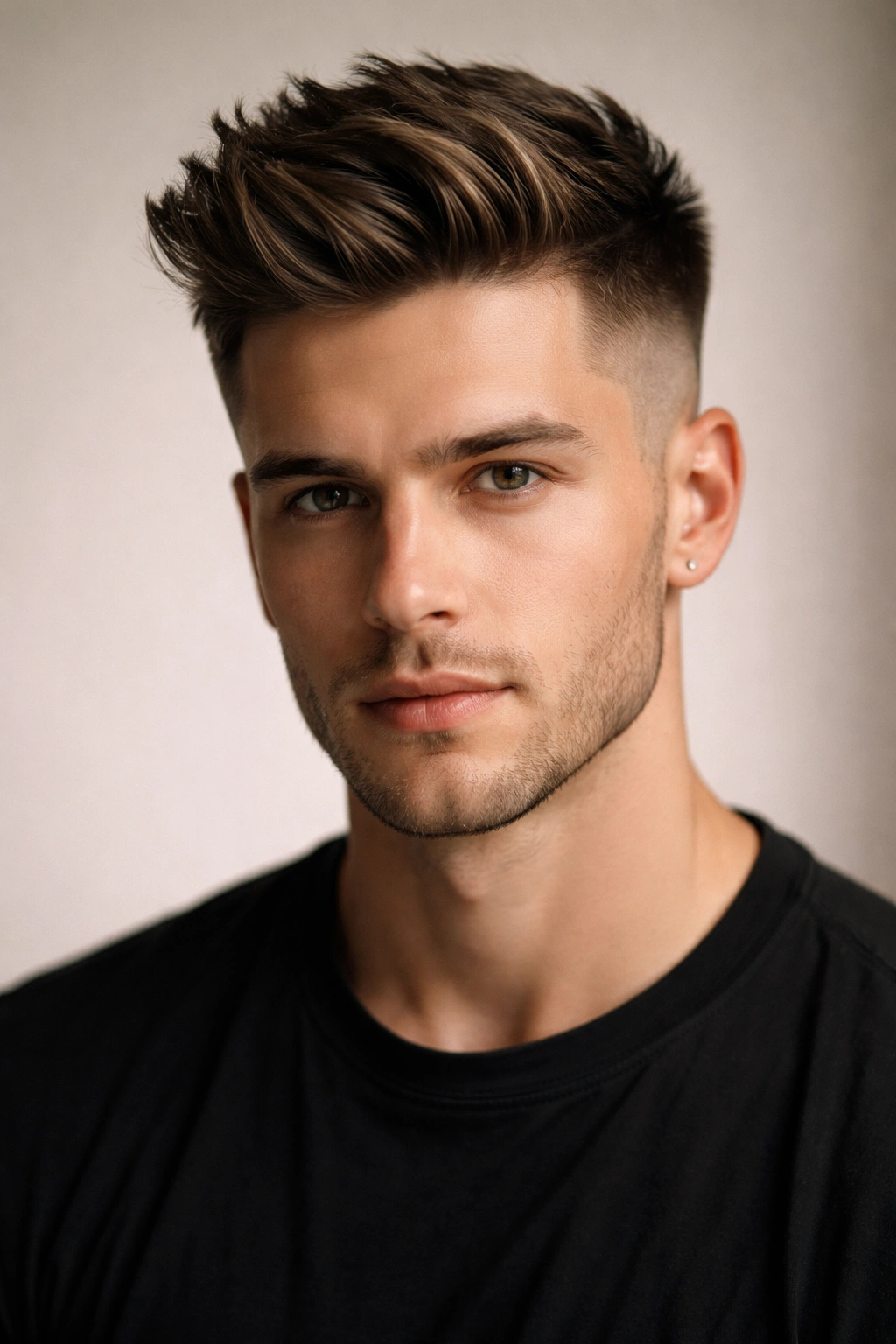 15 Short Haircuts That Balance Out A Longer Face 13 Close-up of a person with a dramatic undercut featuring short faded sides and a textured longer top