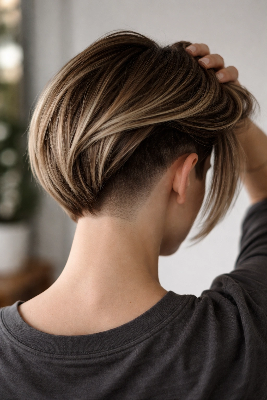 Back view of an inverted bob with a visible nape undercut