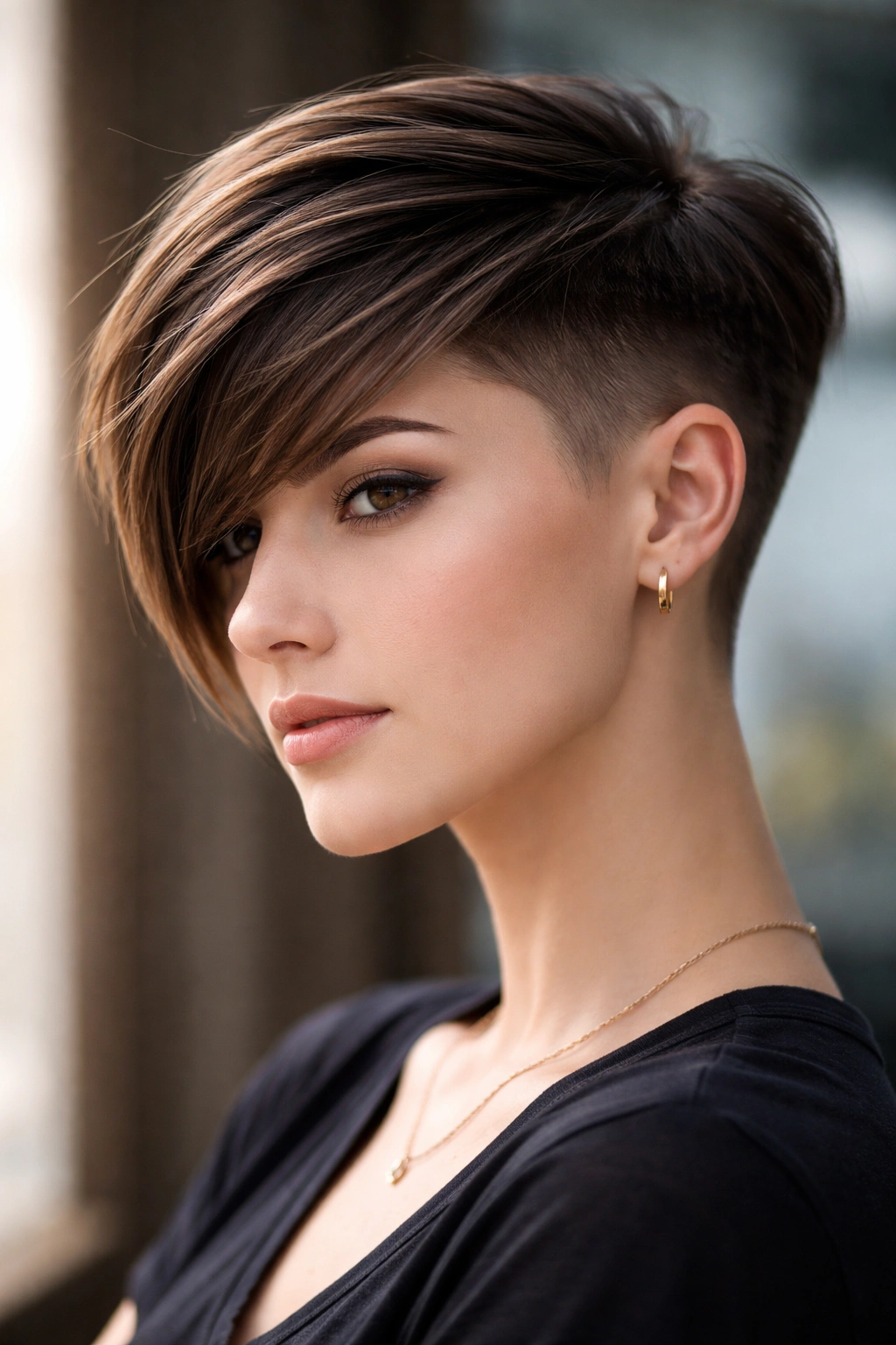 10 Layered Straight Short Cuts That Look So Clean 10 Portrait of straight hair with an undercut and layered top