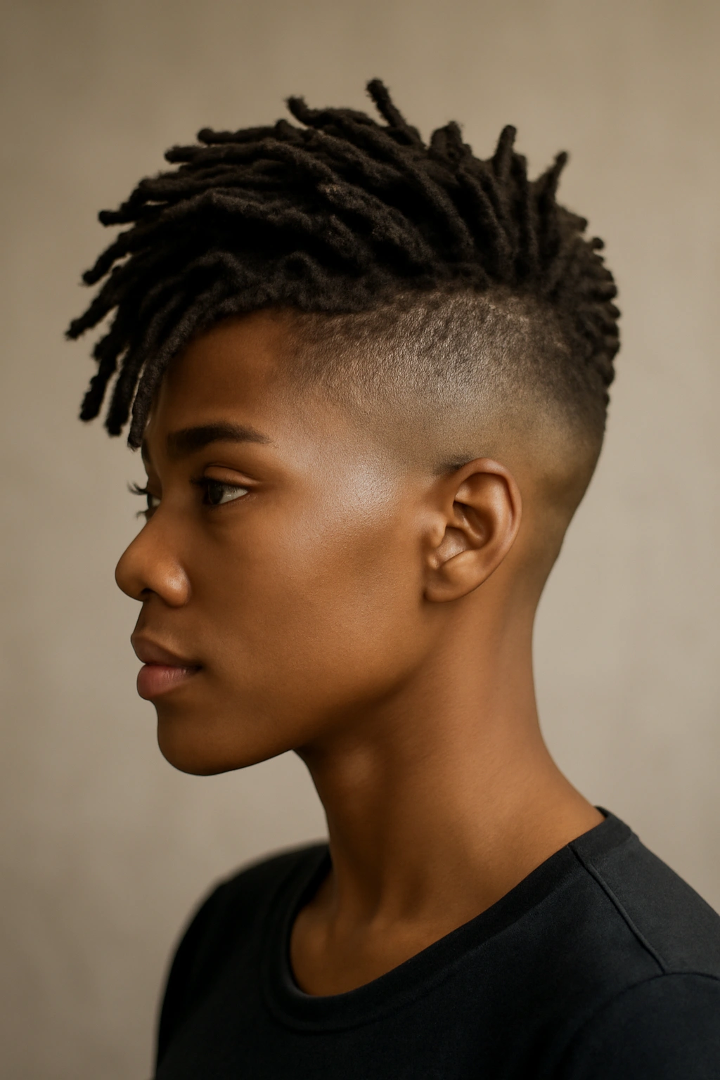 12 Short Loc Styles Women Are Obsessed With Right Now 11 Side view of locs with an undercut showing bold contrast