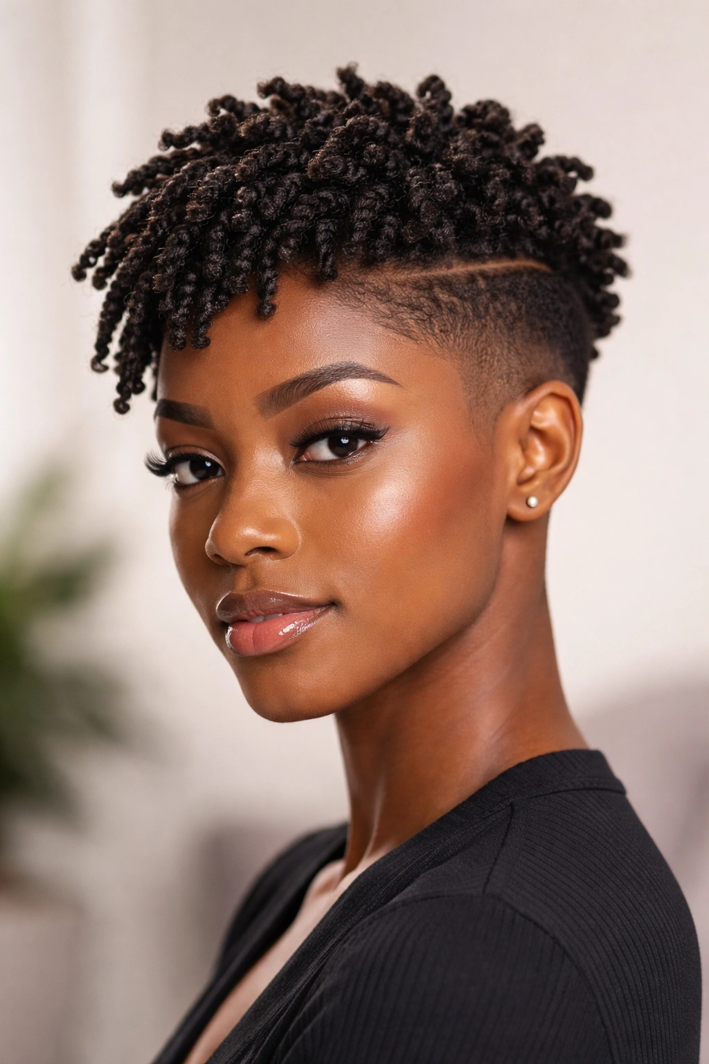 Top coils or mini locs on an undercut with short sides