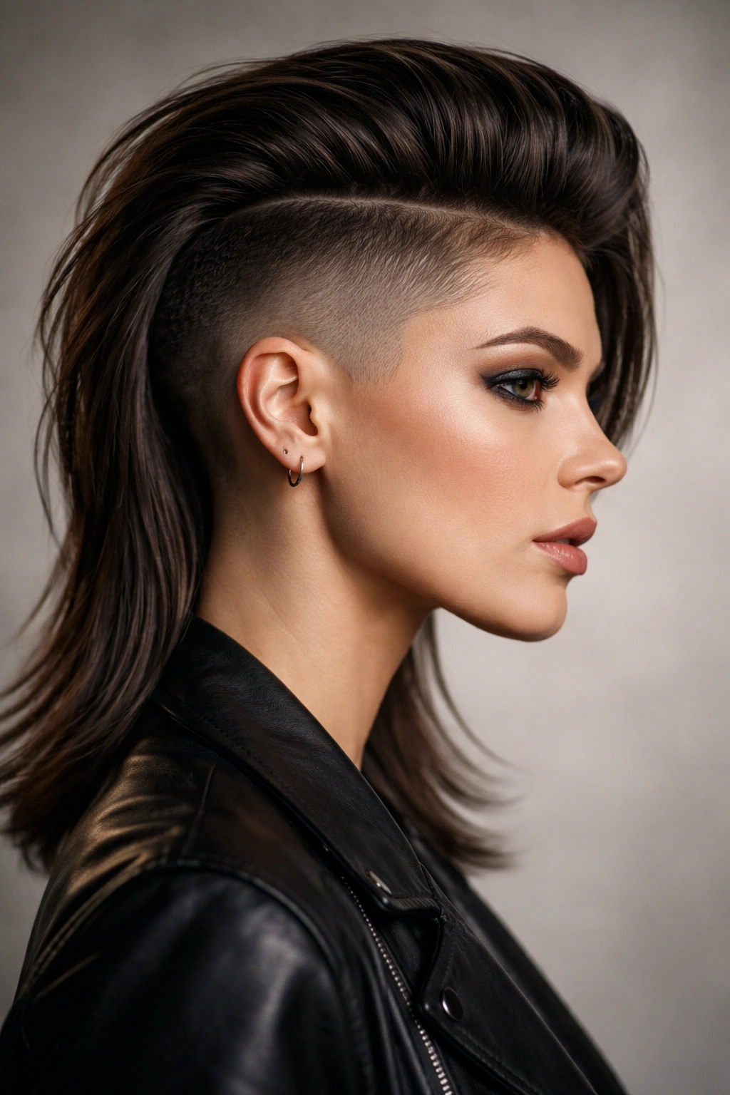 12 Undercut Hairstyles For Women Who Crave Edge 1 Close-up side profile of a woman with a sharp shaved undercut and long top