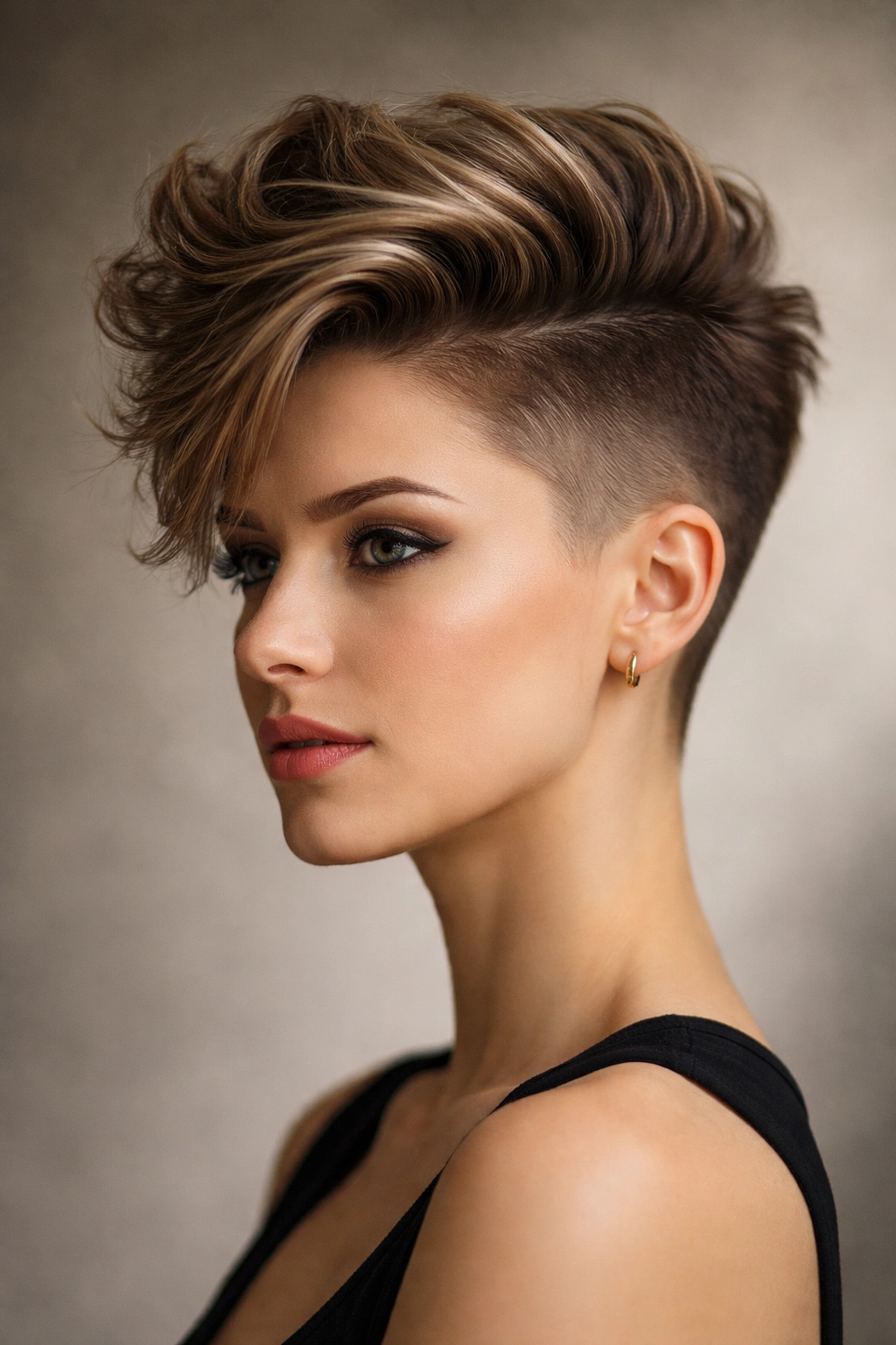 15 Short Haircuts Made For Heart Shaped Faces 4 Undercut with long top showing fade on sides and elongated crown