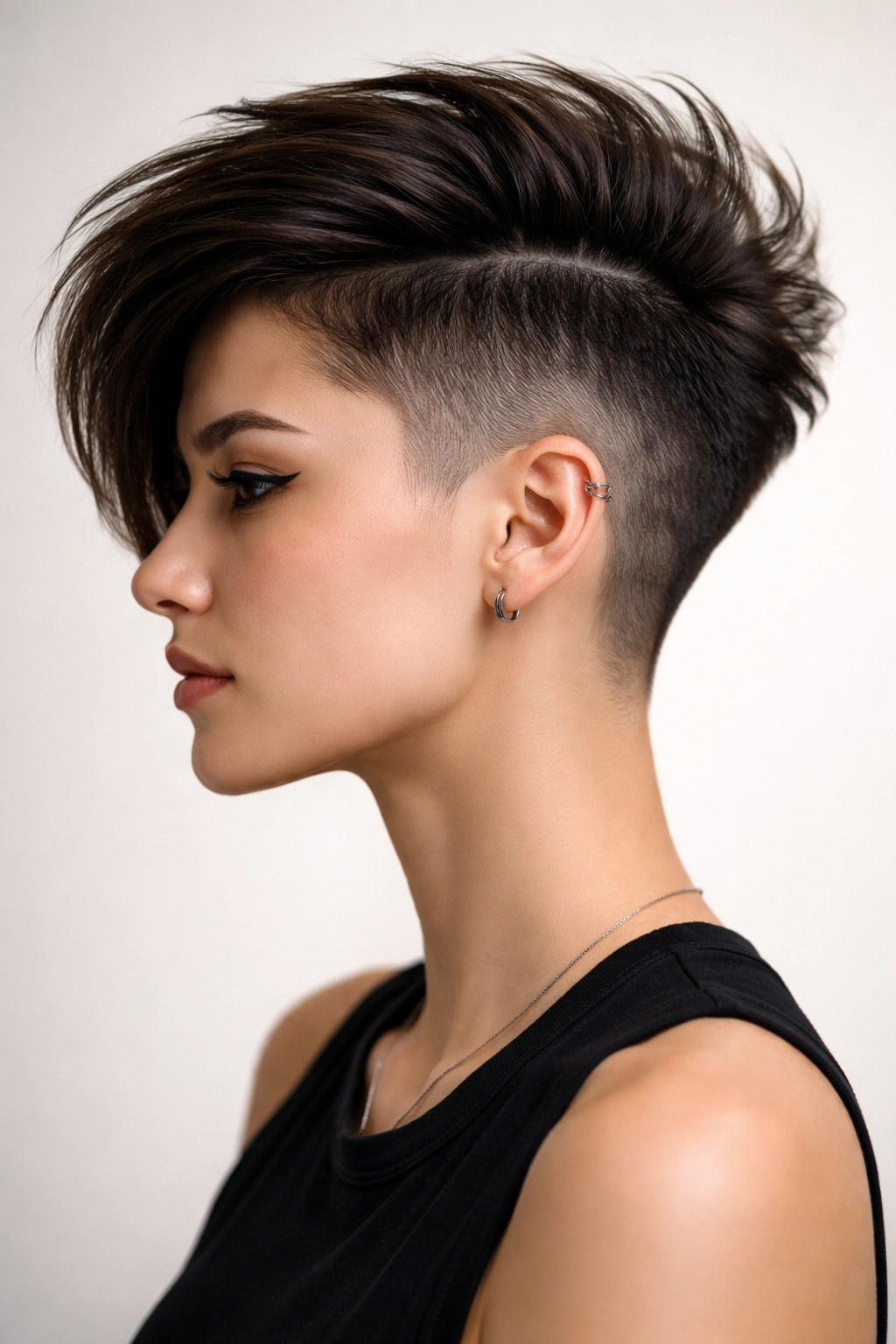 Profile view showing undercut with long top contrast