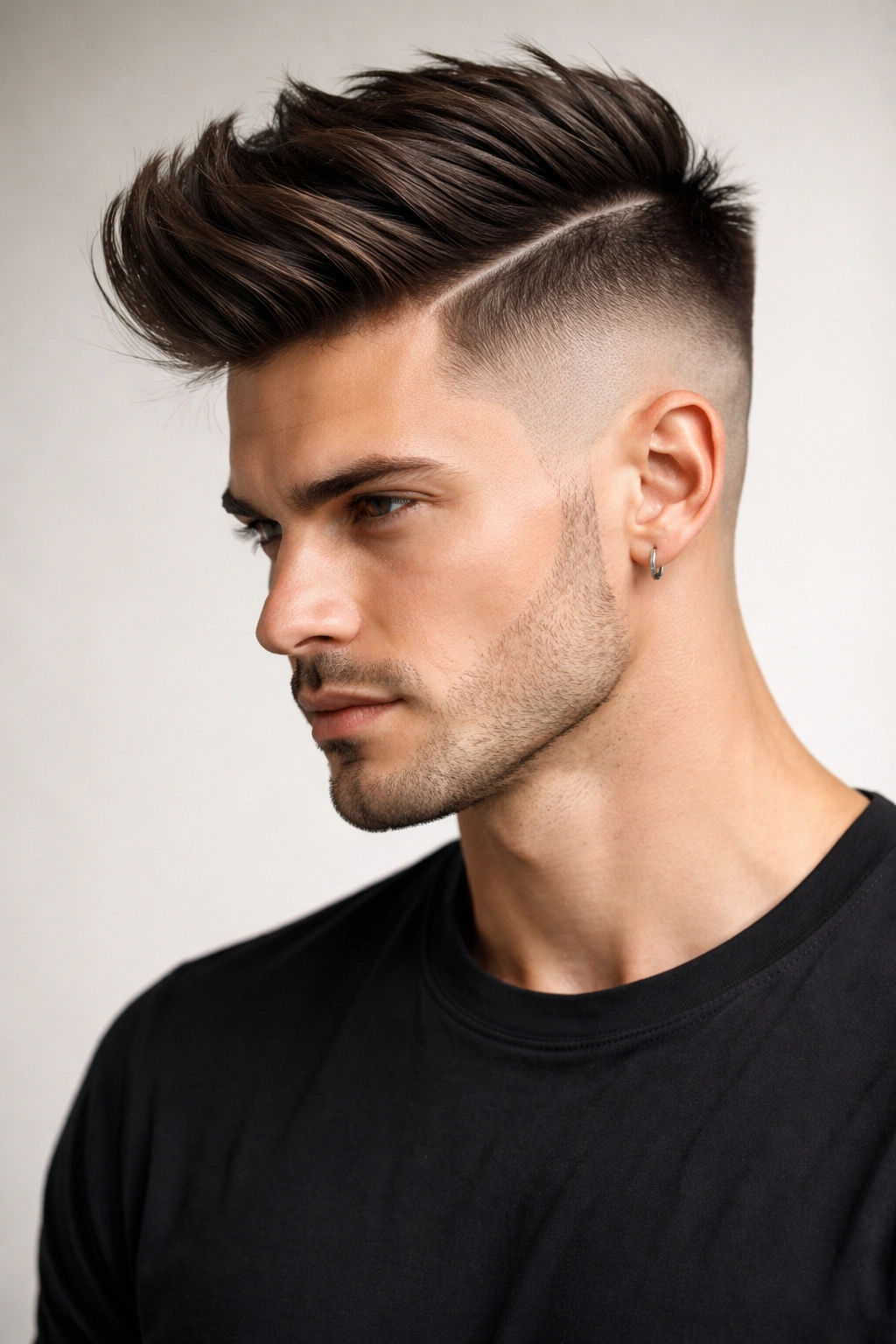 12 Statement Hairstyles With Shaved Sides 1 Close-up portrait of a person with a bold disconnected undercut and long textured top