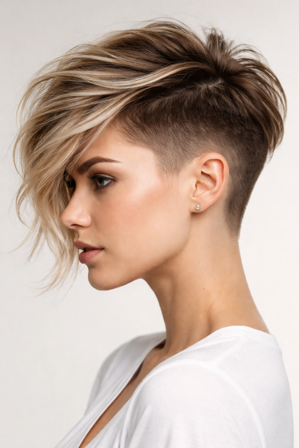 Profile of a person with a disconnected undercut and long top layers