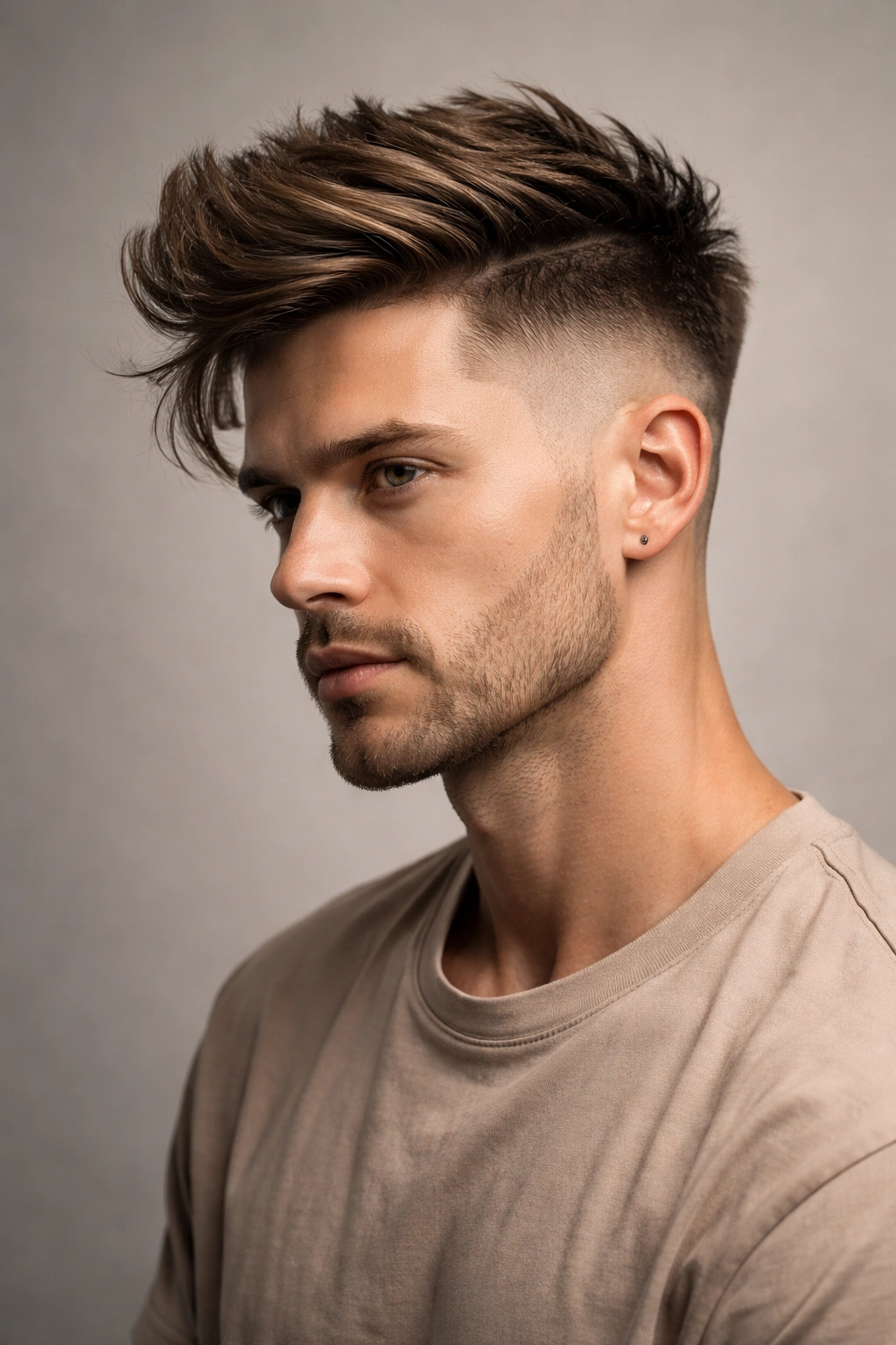 Portrait showing a disconnected undercut with a longer top and short sides