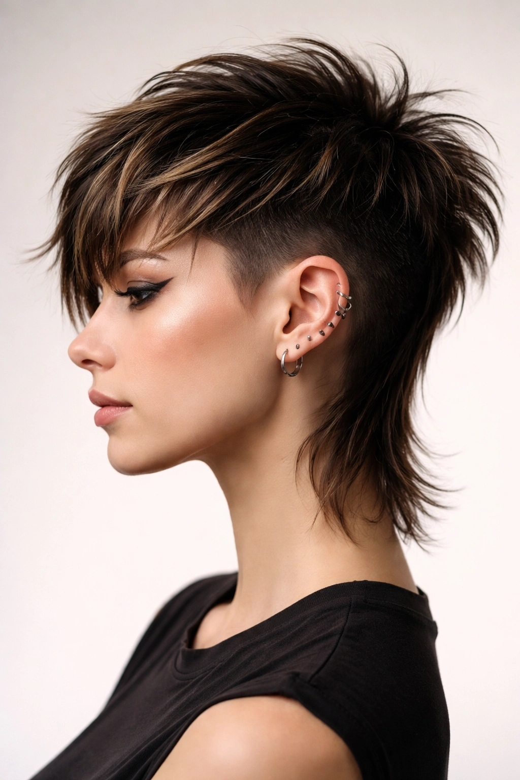 Side-profile of undercut mixie with short sides and longer top