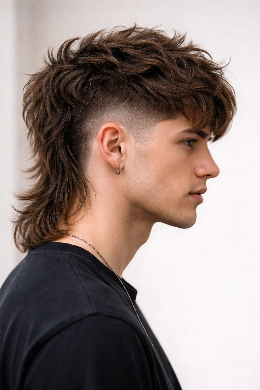 15 Soft Mullet Cuts That Look Good On Almost Anyone 8 Profile view of a person with undercut mullet featuring shaved sides and long textured top