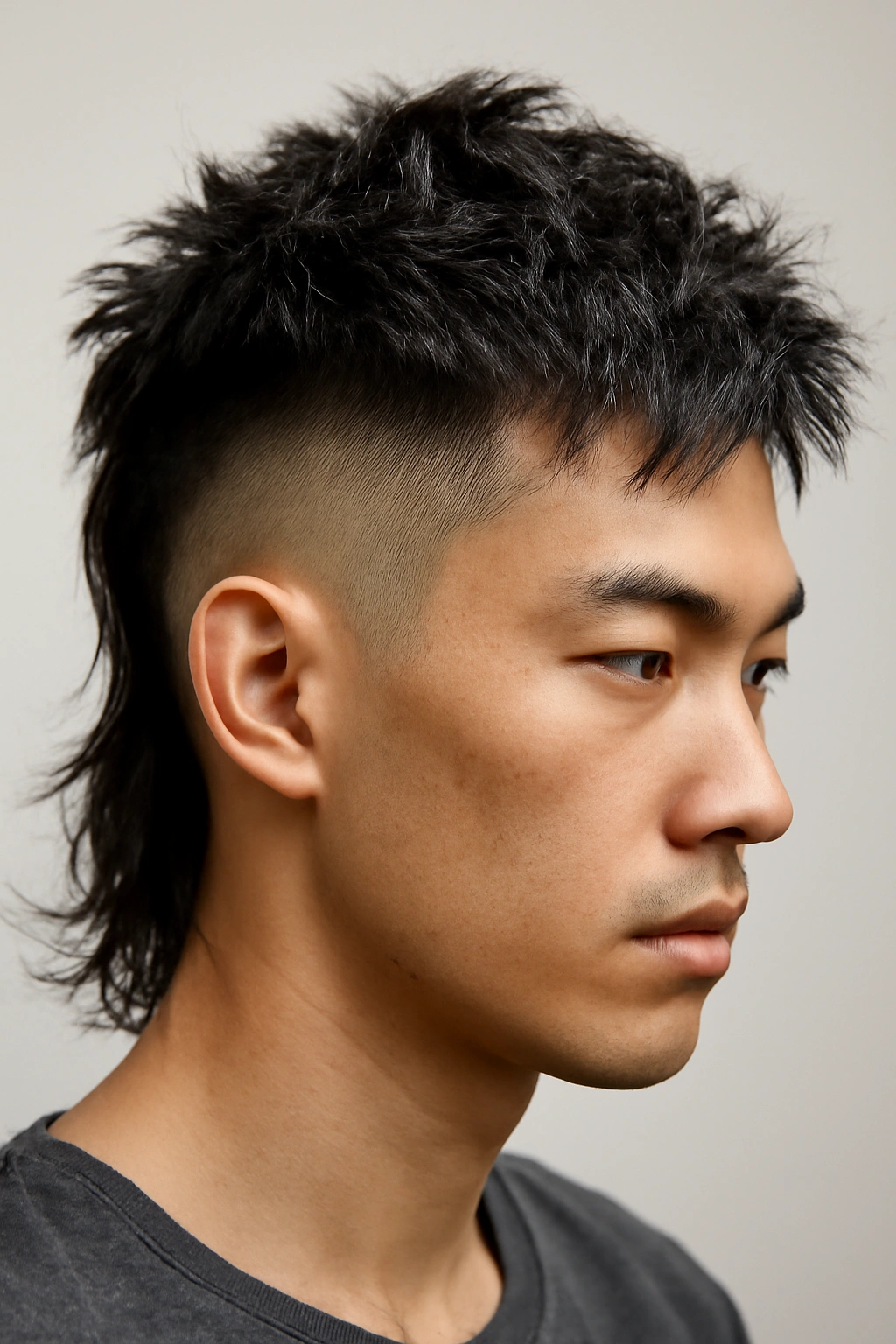 12 Asian Mullet Haircuts That Are Trending Right Now 3 Undercut mullet with shaved sides and long textured top