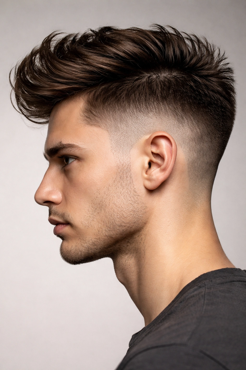 Undercut with a sharp non-blended line between top and sides.