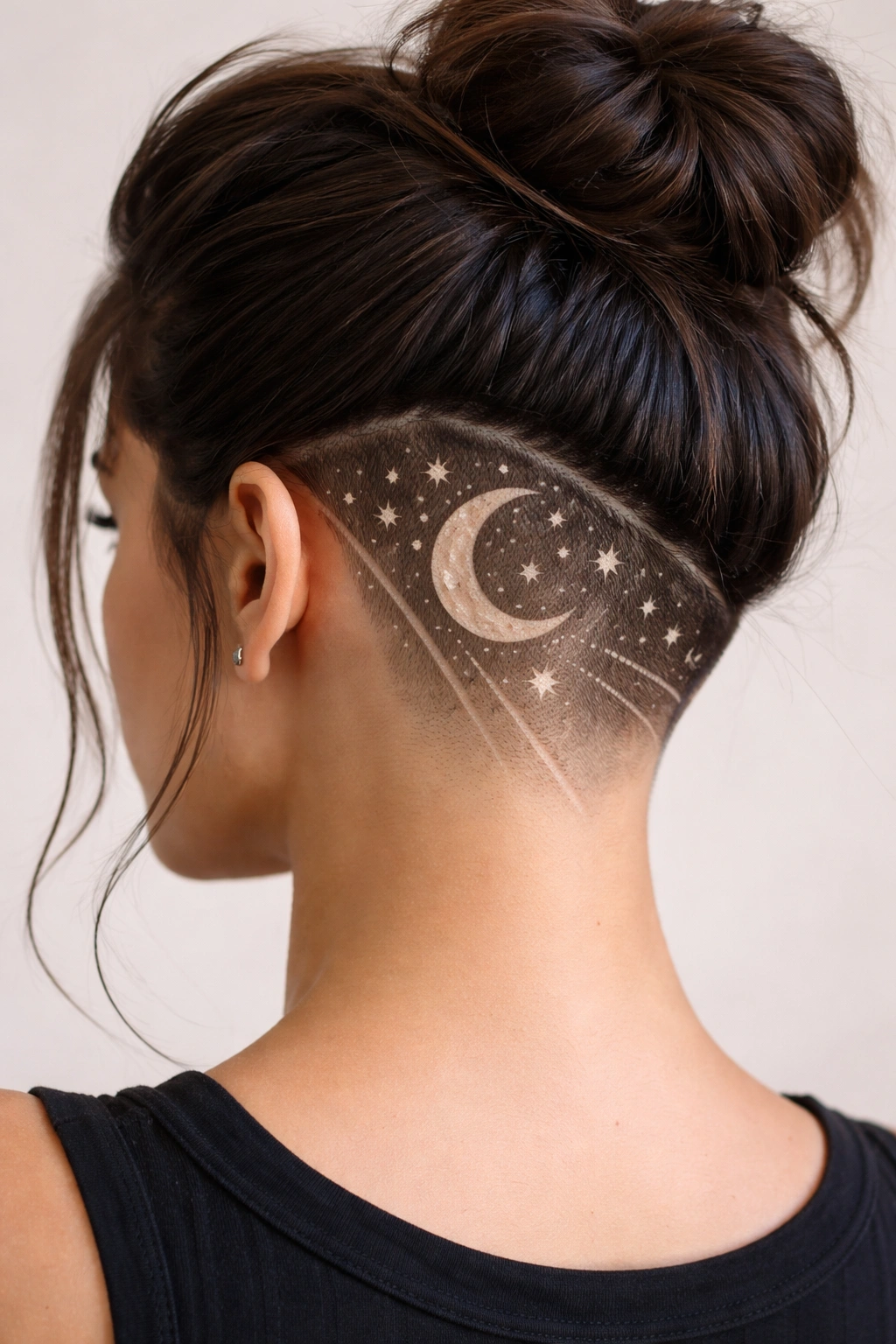 12 Undercut Hairstyles For Women Who Crave Edge 7 Close-up of an undercut with a celestial shaved pattern on the nape