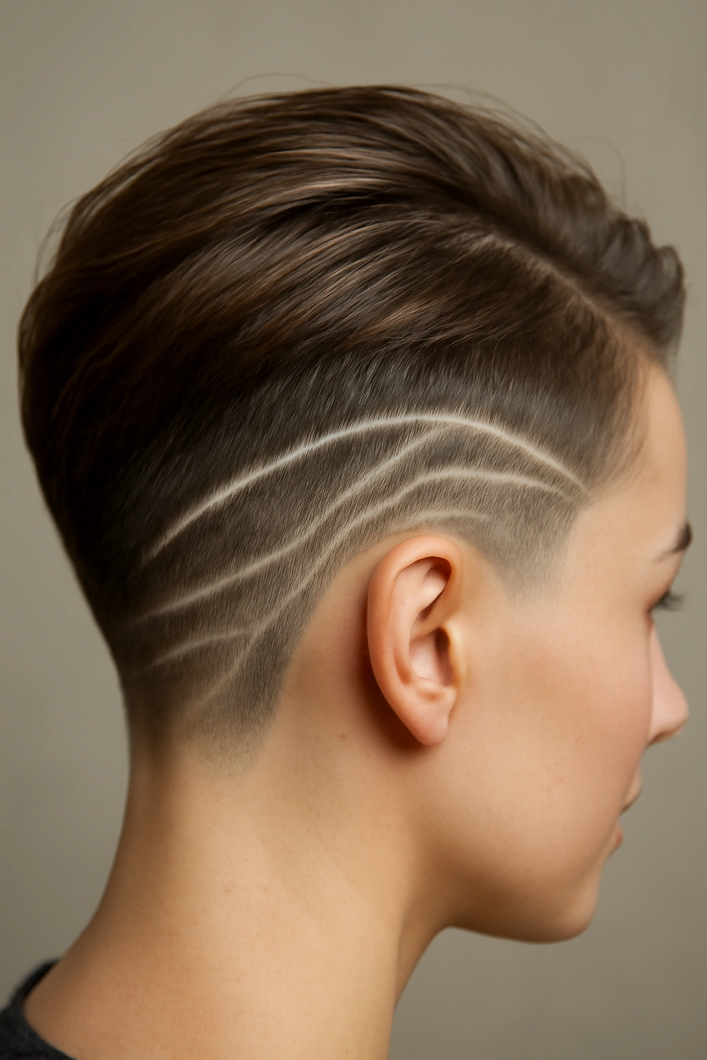 10 Undercut Styles From Subtle To Bold For Women 10 Close-up of a side undercut with geometric shaved designs