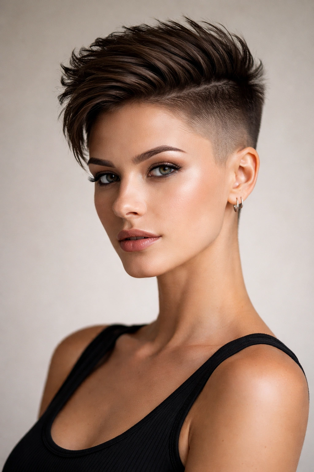 15 Short Haircuts That Look Great Without Bangs 5 Undercut with shaved sides and longer top, no bangs