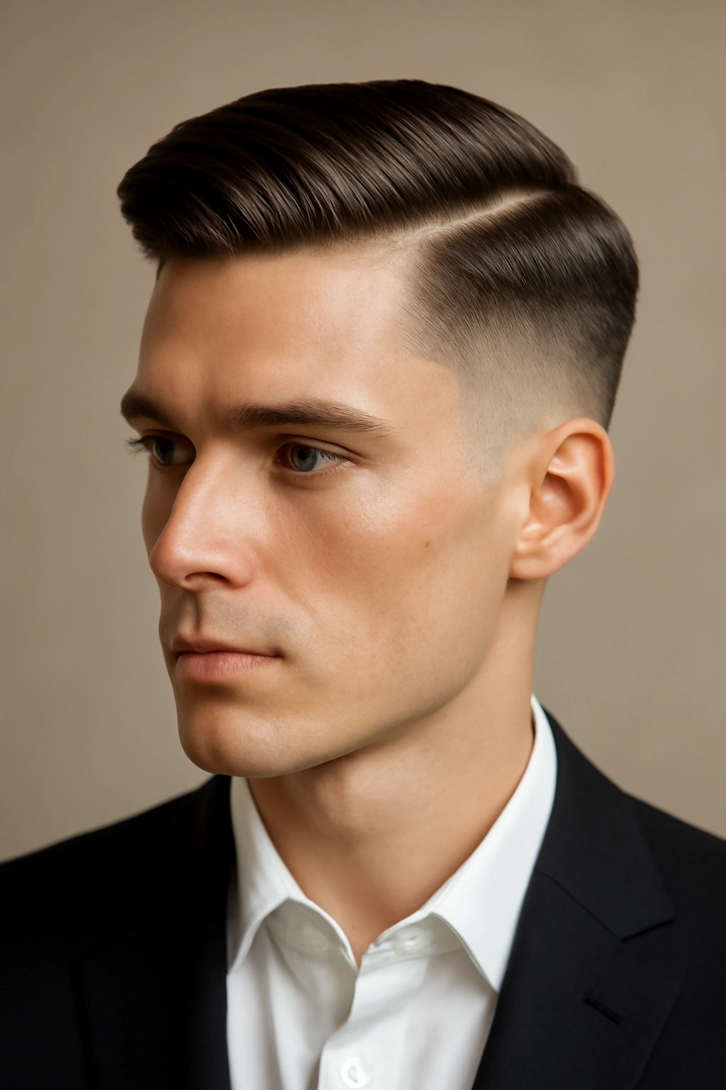10 Formal Styles That Make Short Hair Look Dressy 10 Portrait of sleek undercut with long top styled for formal look