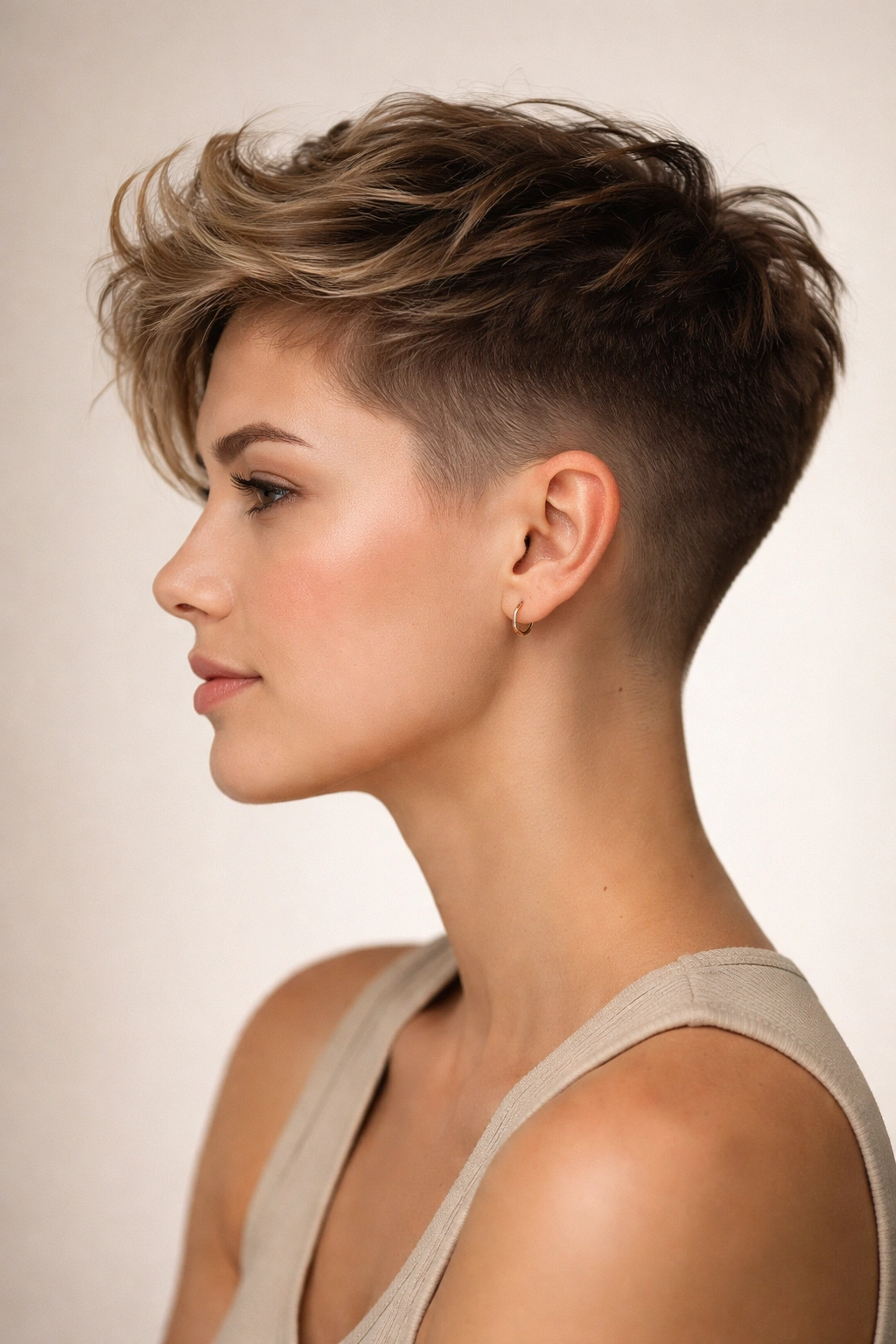 10 No Heat Short Hairstyles That Still Look Great 10 Head-and-shoulders portrait showing tapered undercut with longer top.