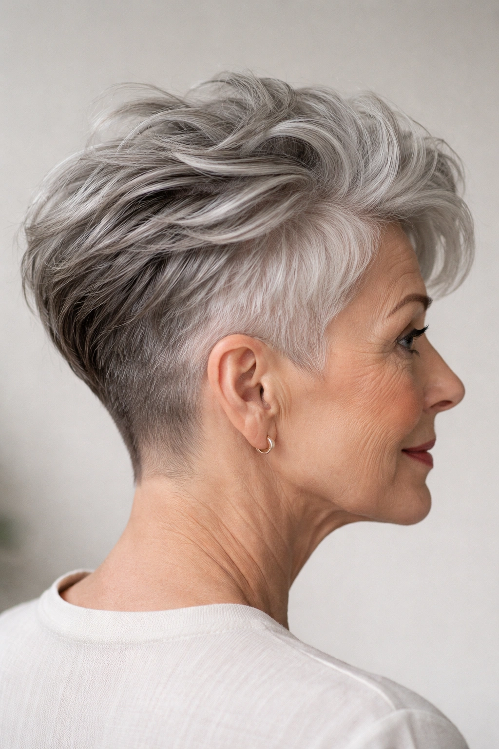 Back/side view of undercut with textured top and short sides