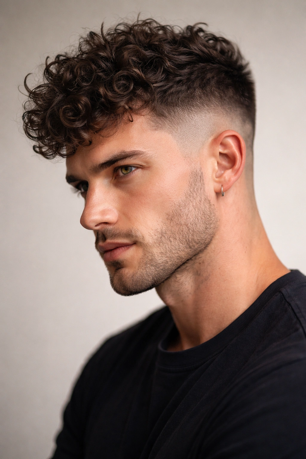 10 Curly Crop Haircuts For A Fresh Bold Look 3 Close-up of an undercut with a textured top and defined curls.